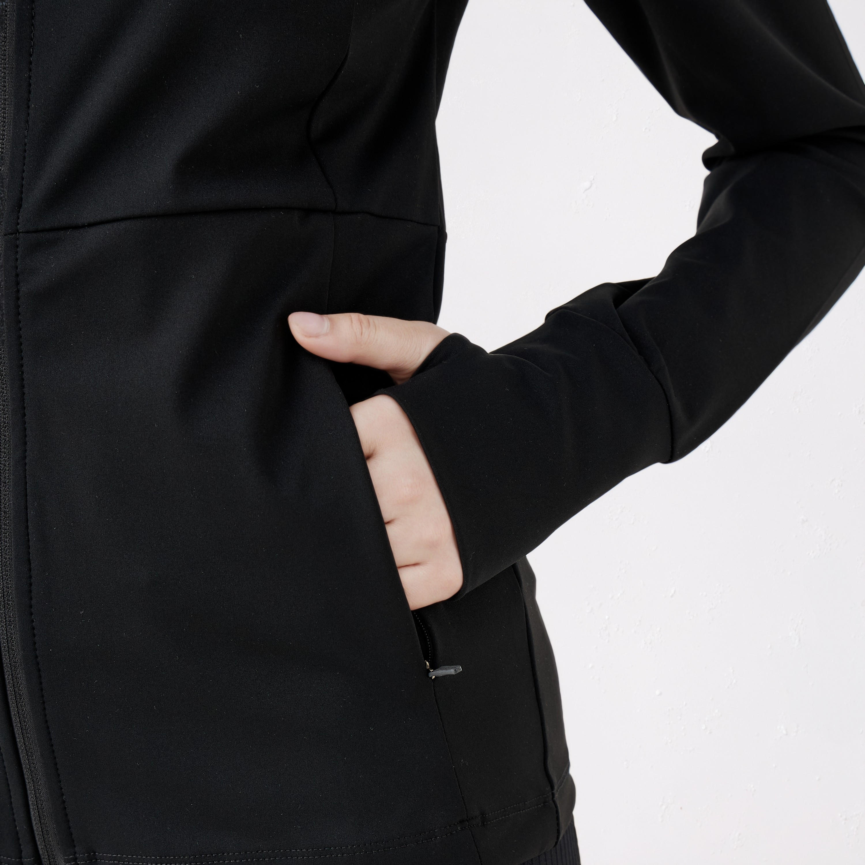 جاكيت بسحاب إغلاق وياقة عالية وتفاصيل فتحة إبهام-women-clothing-sportswearandactivewear-coatsandjackets-jackets-image-1