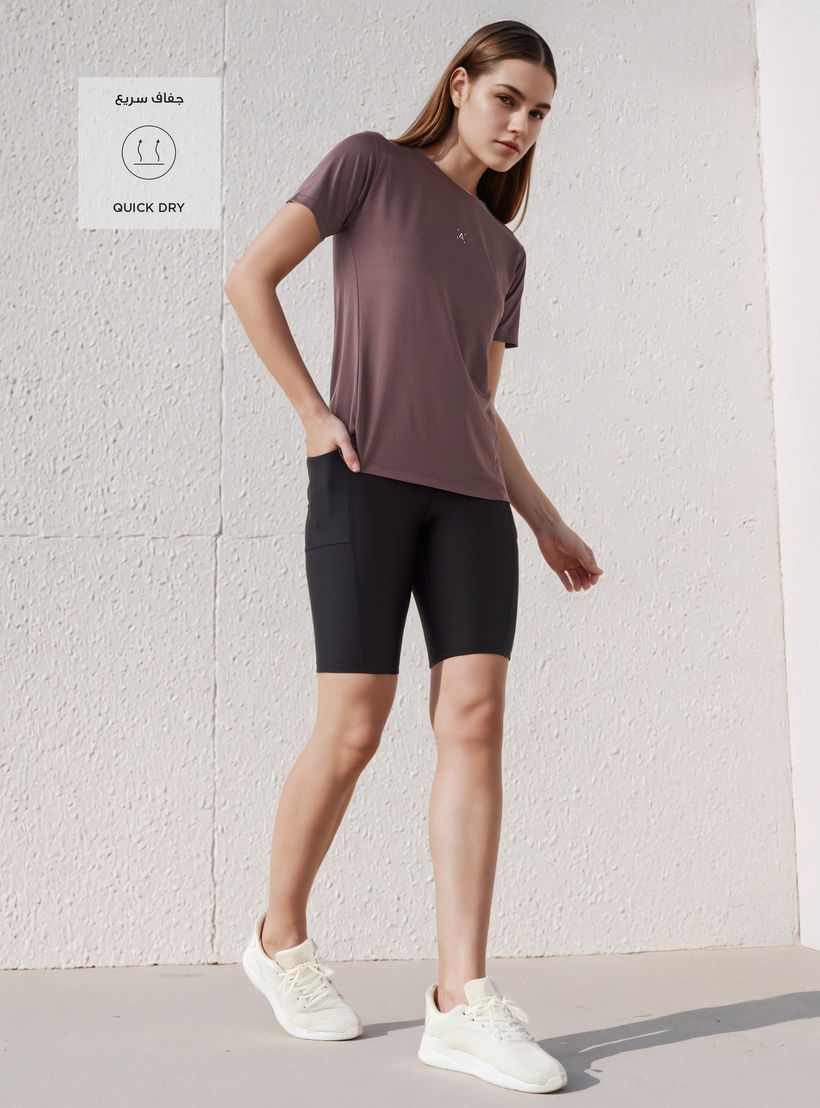 Textured Crew Neck T-shirt-women-clothing-tshirts-image-2