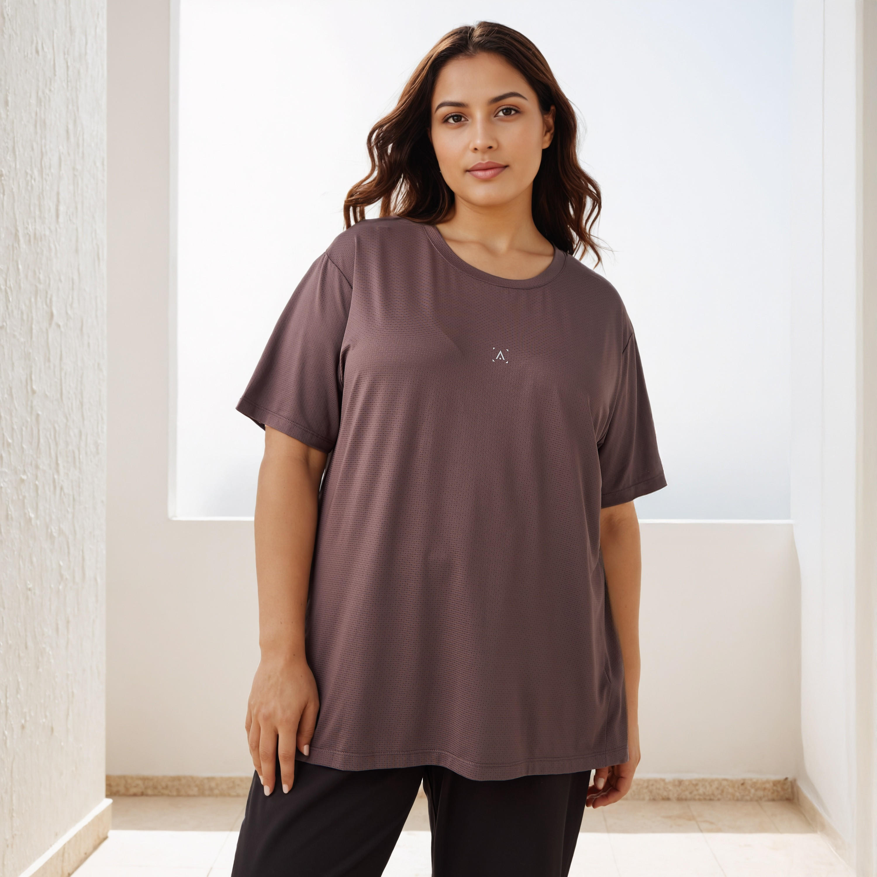 Textured Crew Neck T-shirt-women-clothing-tshirts-image-6