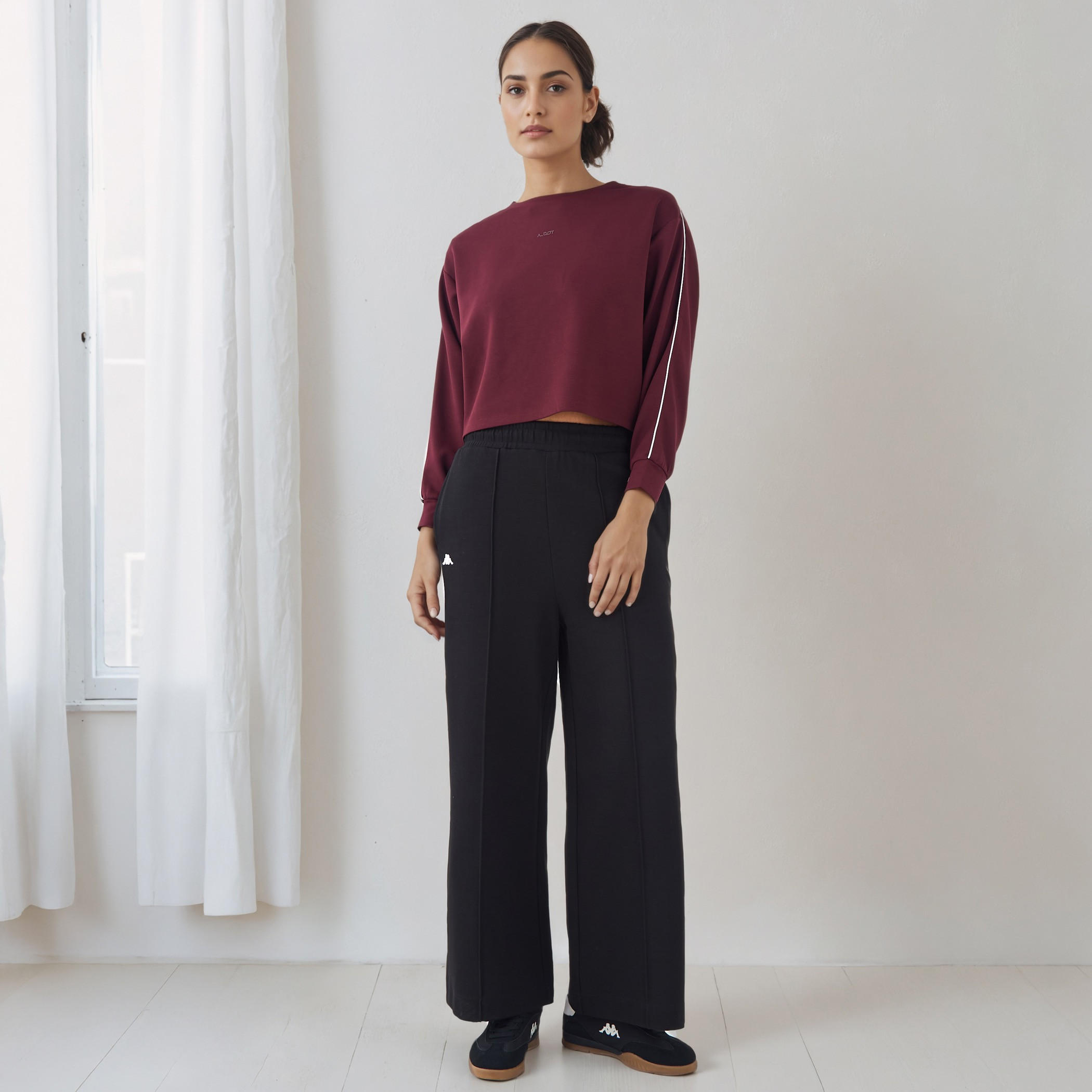 Piping Detail T-shirt with Long Sleeves-women-clothing-tshirts-image-2