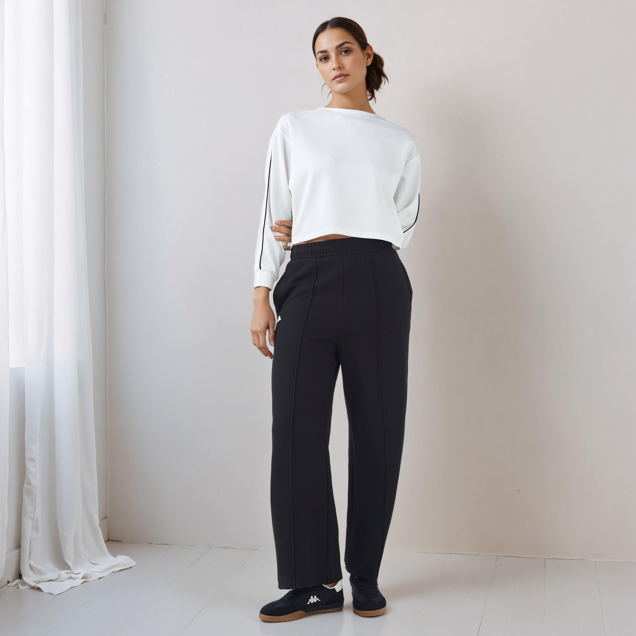 Piping Detail T-shirt with Long Sleeves-women-clothing-tshirts-image-2