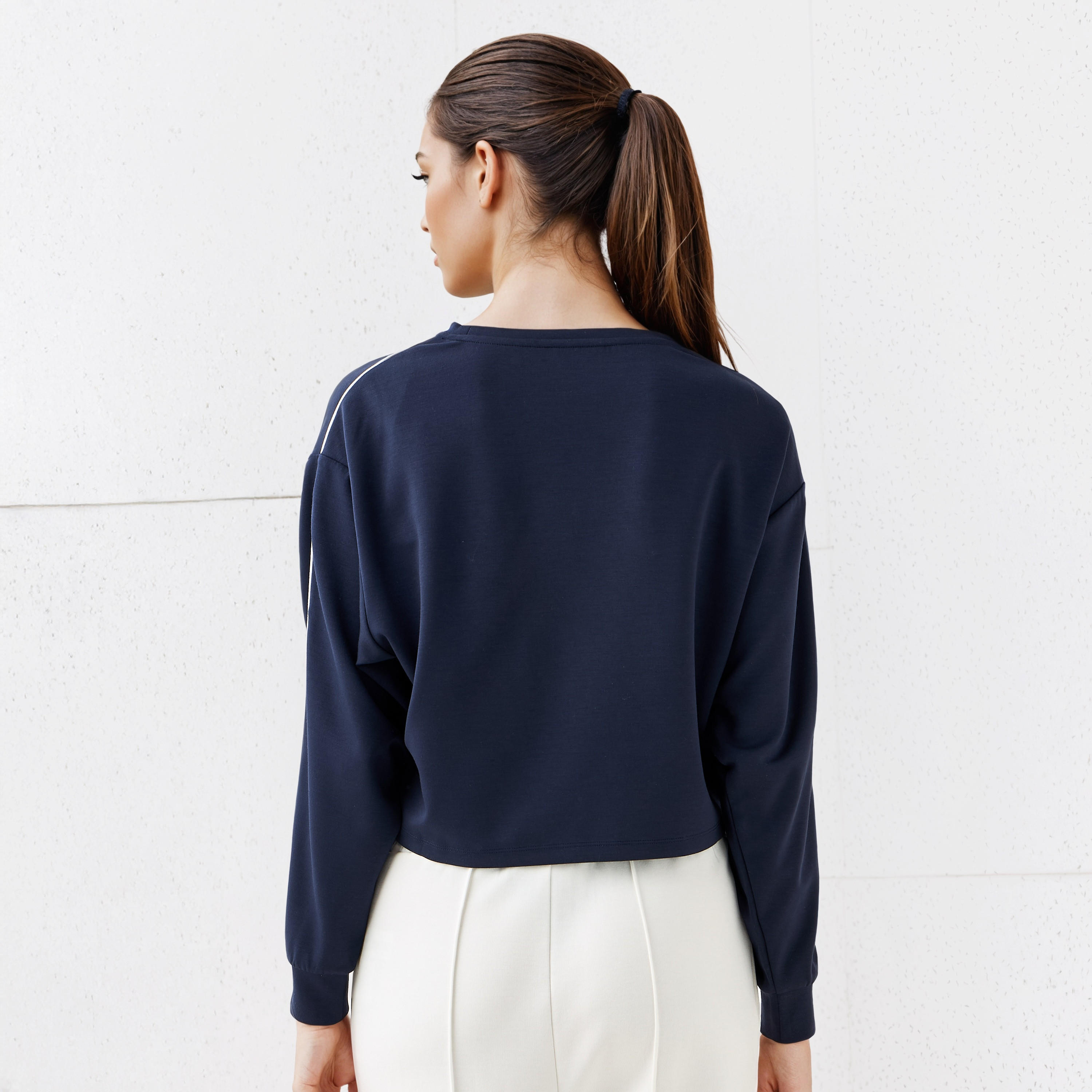 Piping Detail T-shirt with Long Sleeves-women-clothing-tshirts-image-3