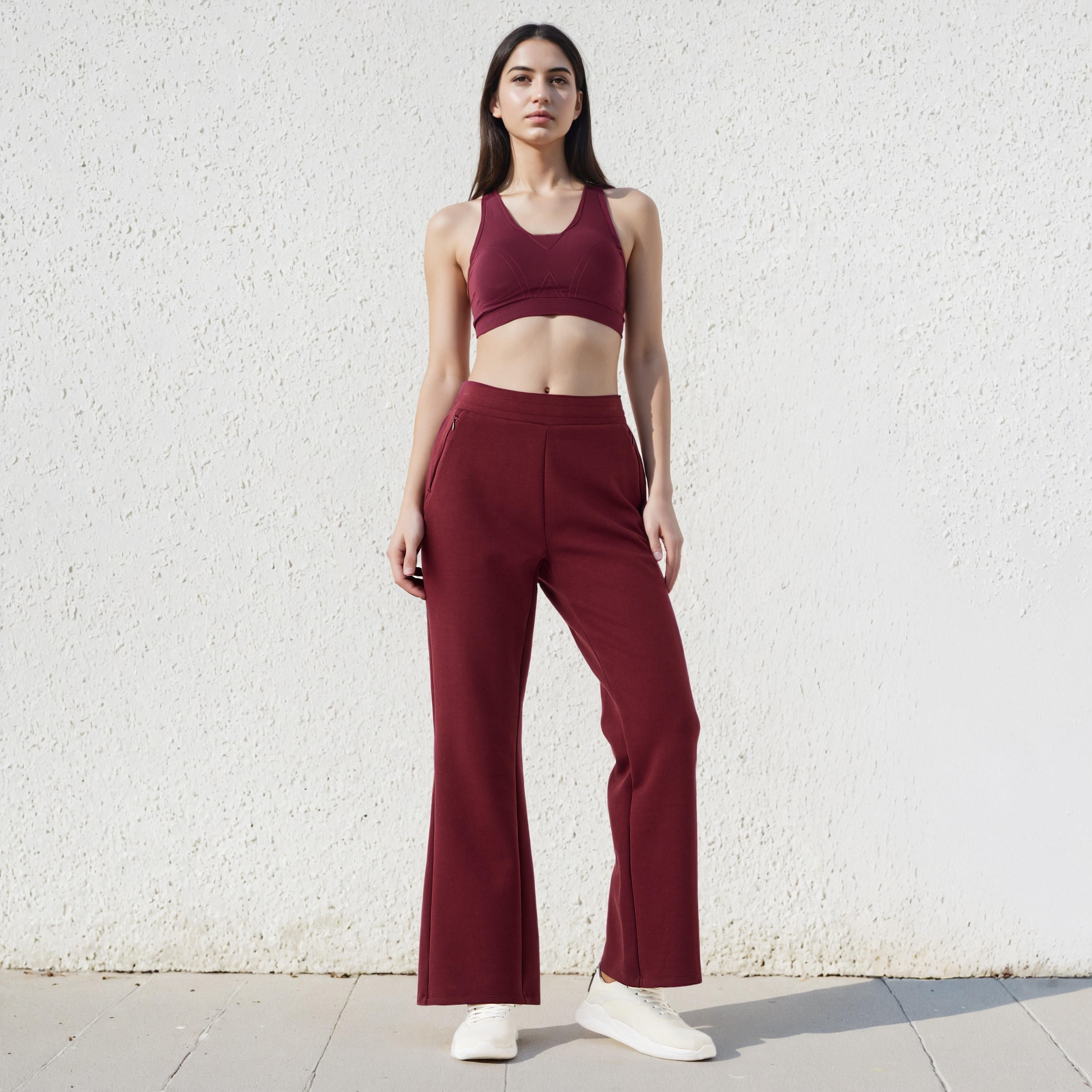 بنطلون رياضي نسائي بقصة عادية وجيوب بسحاب-women-clothing-trousers-image-2