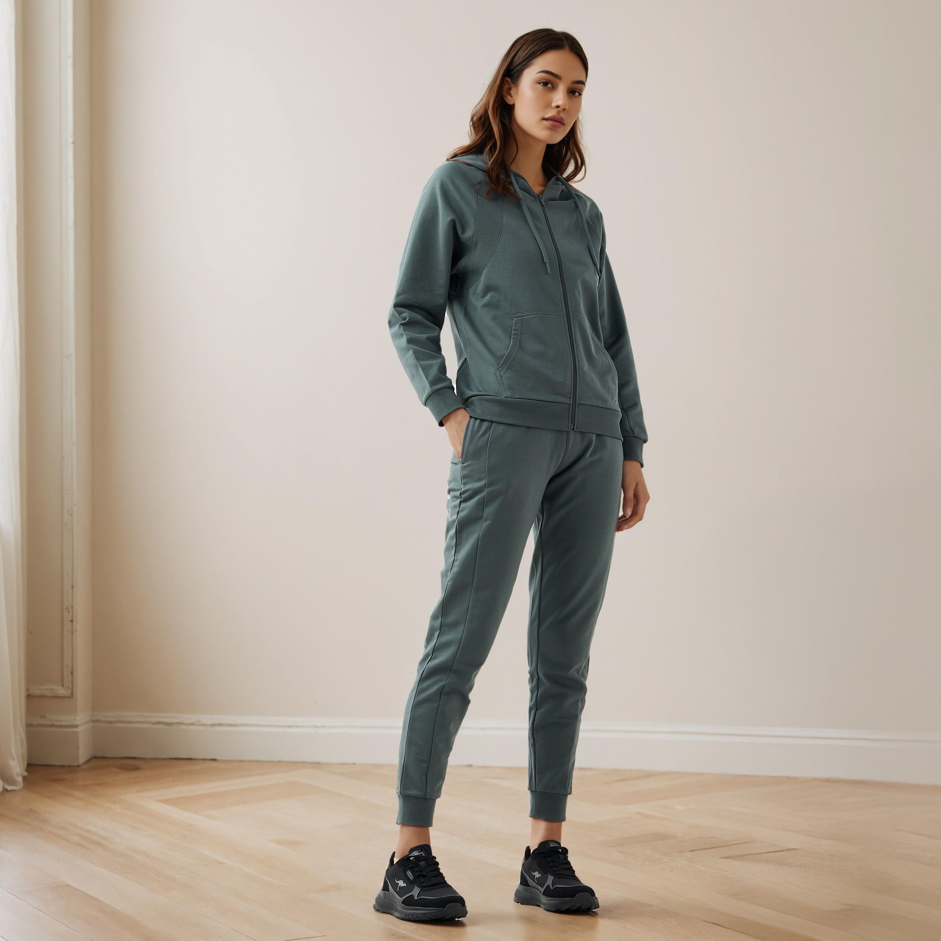 هودي بسحاب وقصة عادية للنساء-women-clothing-sportswearandactivewear-hoodiesandsweatshirts-image-2