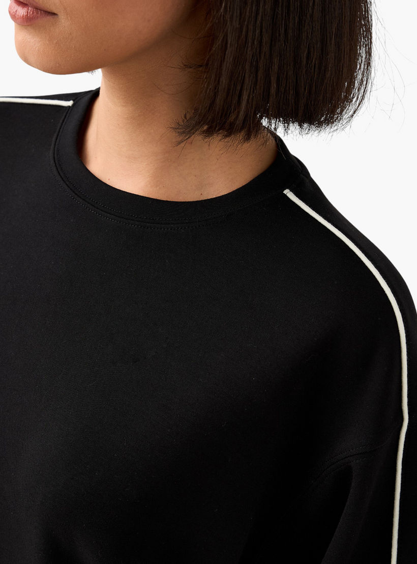 سويت شيرت بتفاصيل خطوط متباينة للنساء-women-clothing-coordsets-image-5