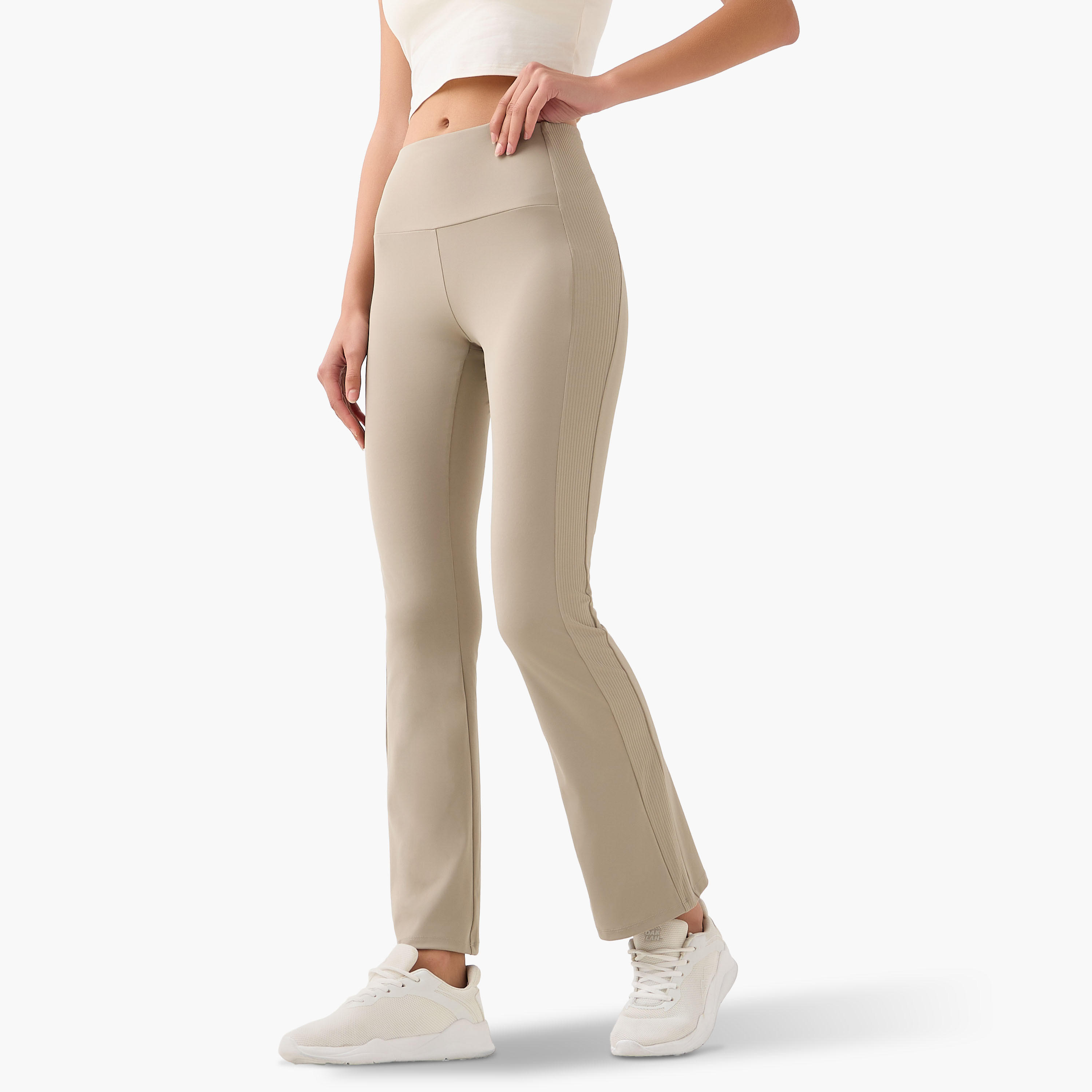 بنطلون ليقنز بحواف واسعة ولوح مضلع-women-clothing-bottoms-leggings-image-1