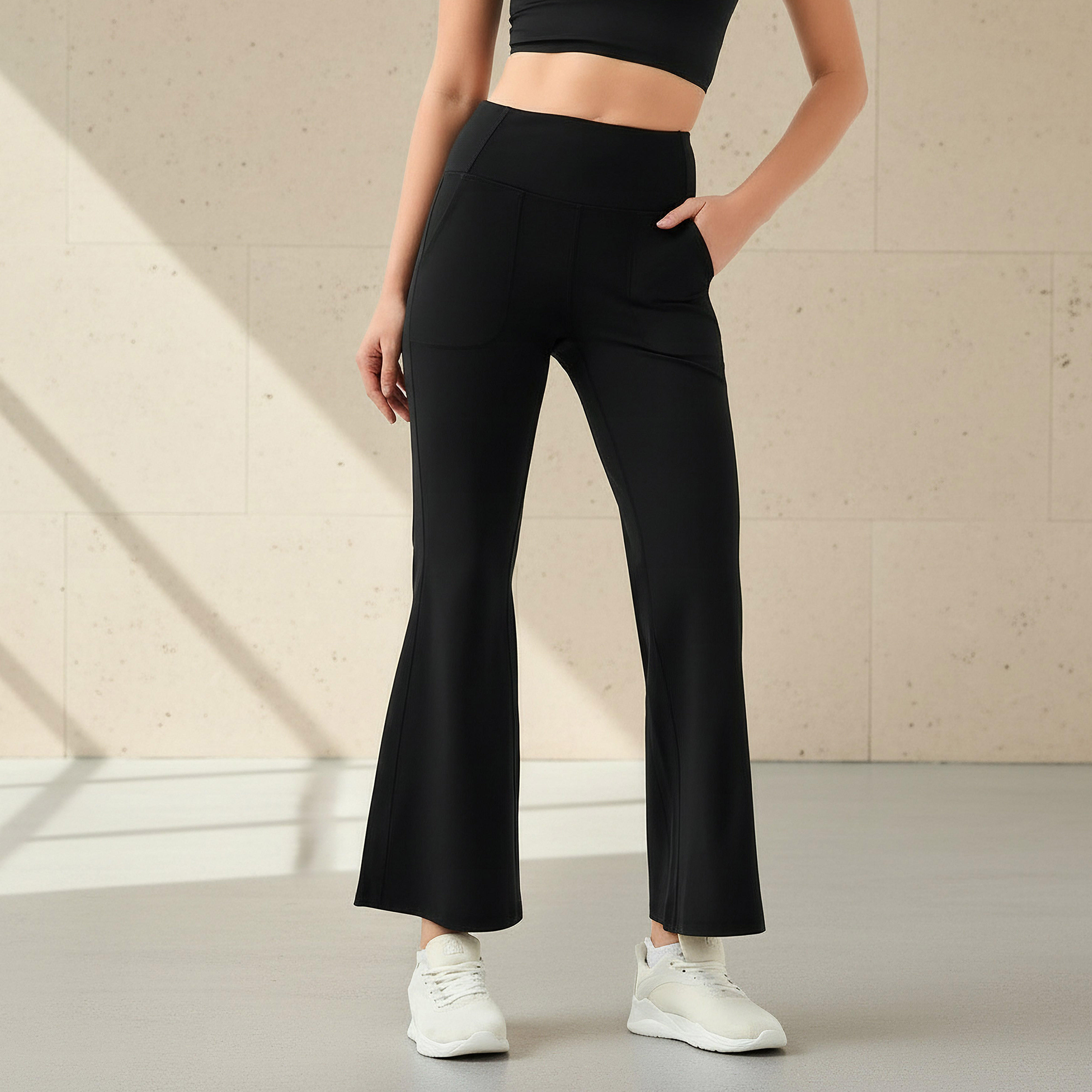 Women Flared Leggings with Pockets-women-clothing-coordsets-image-1