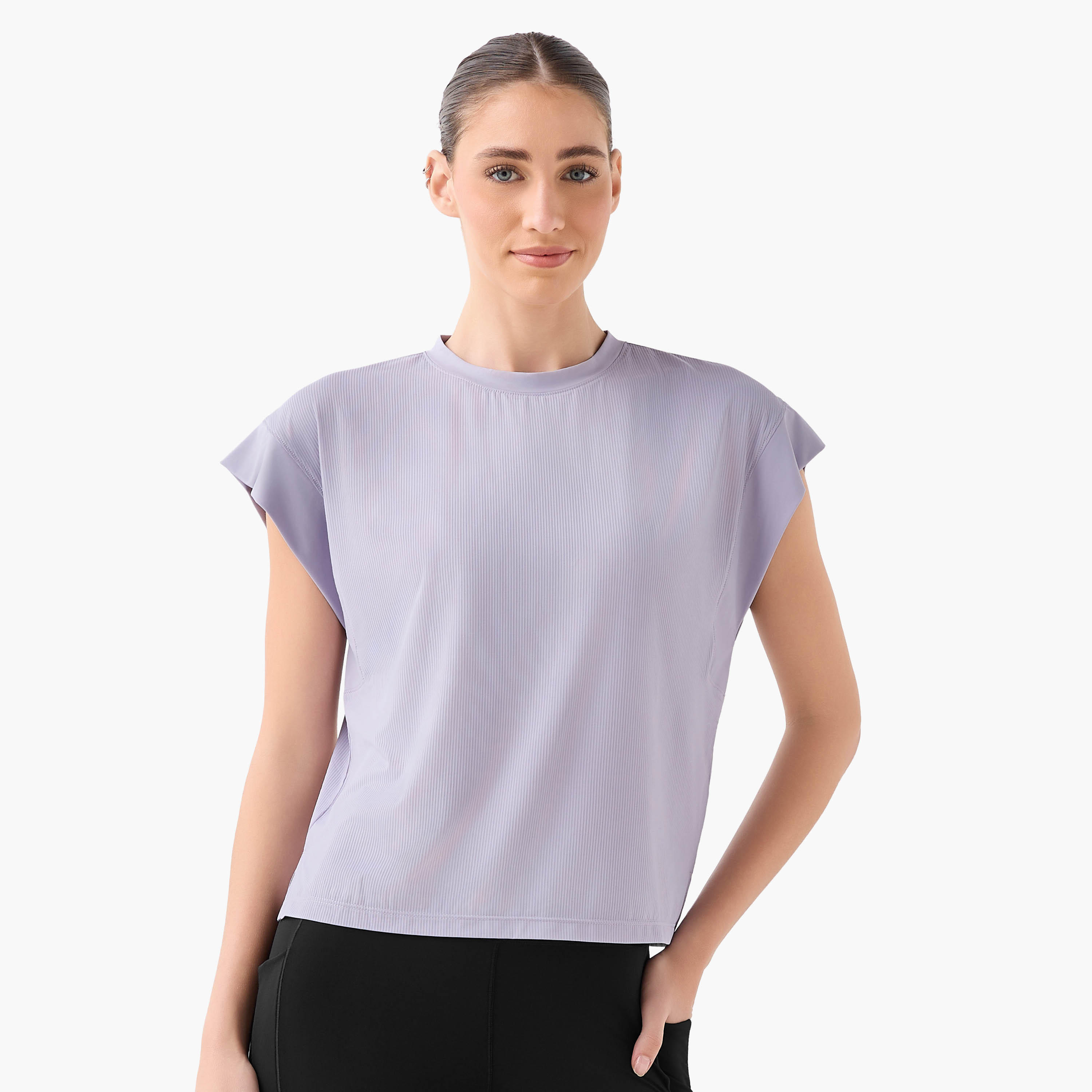 Women Ribbed 2 Way Stretch Boxy T-shirt-women-clothing-tshirts-image-3