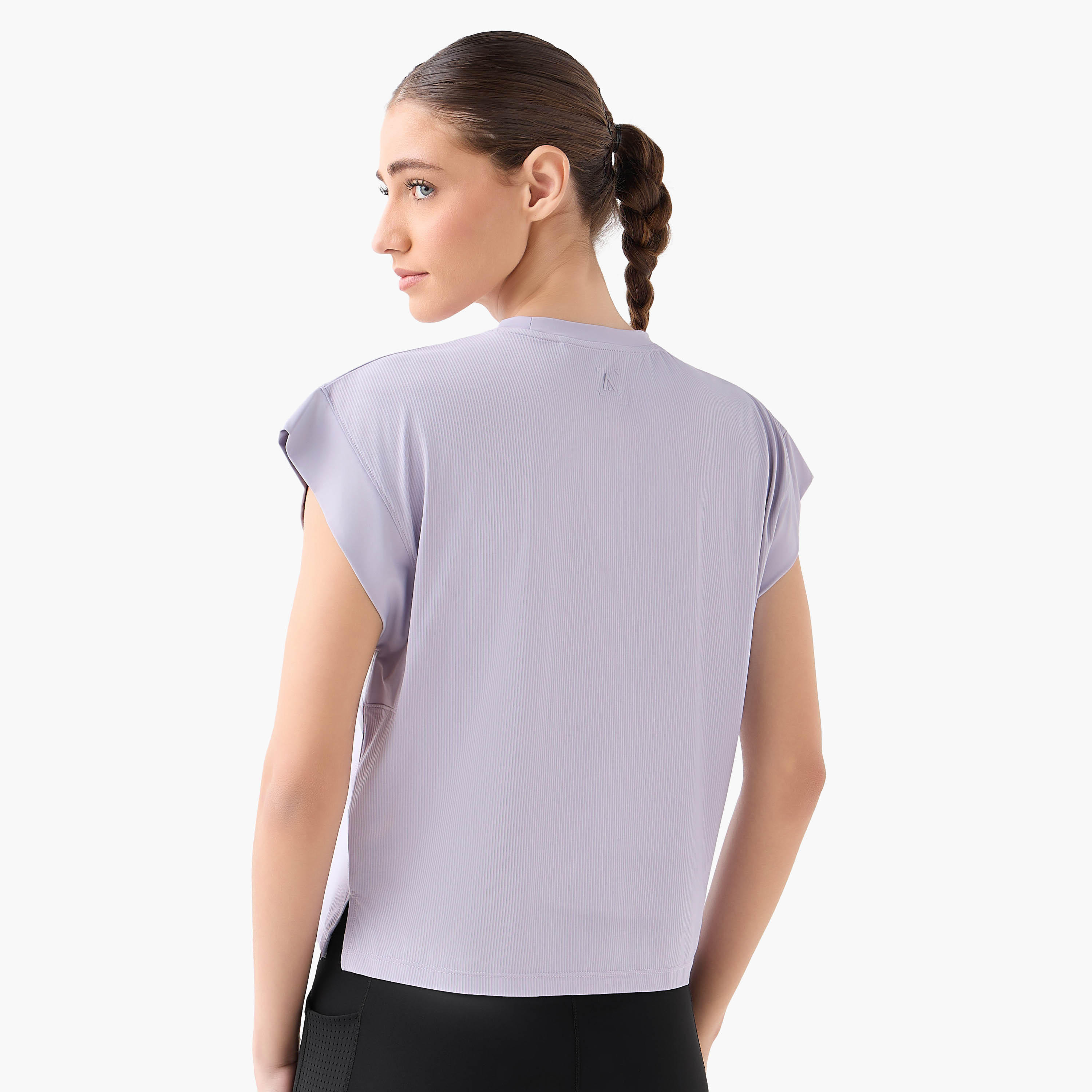 تيشيرت مضلع قابل للتمدد في اتجاهين بقصة مربعة للنساء-women-clothing-tshirts-image-4