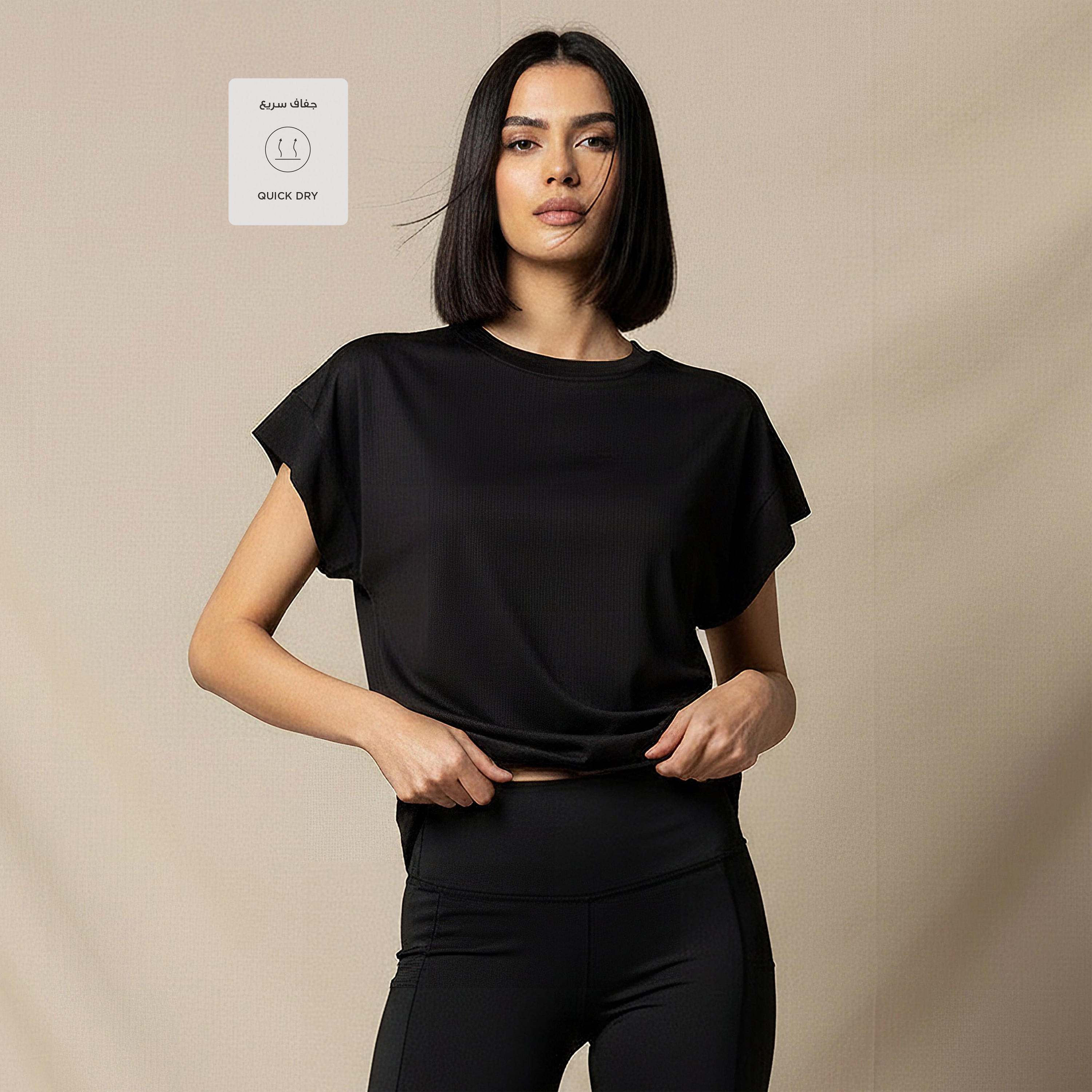 Women Ribbed 2 Way Stretch Boxy T-shirt-women-clothing-tshirts-image-3