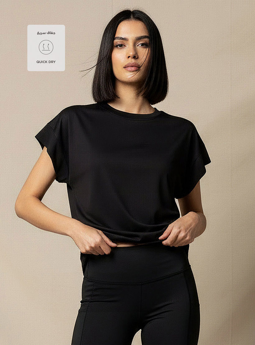 Women Ribbed 2 Way Stretch Boxy T-shirt-women-clothing-tshirts-image-3