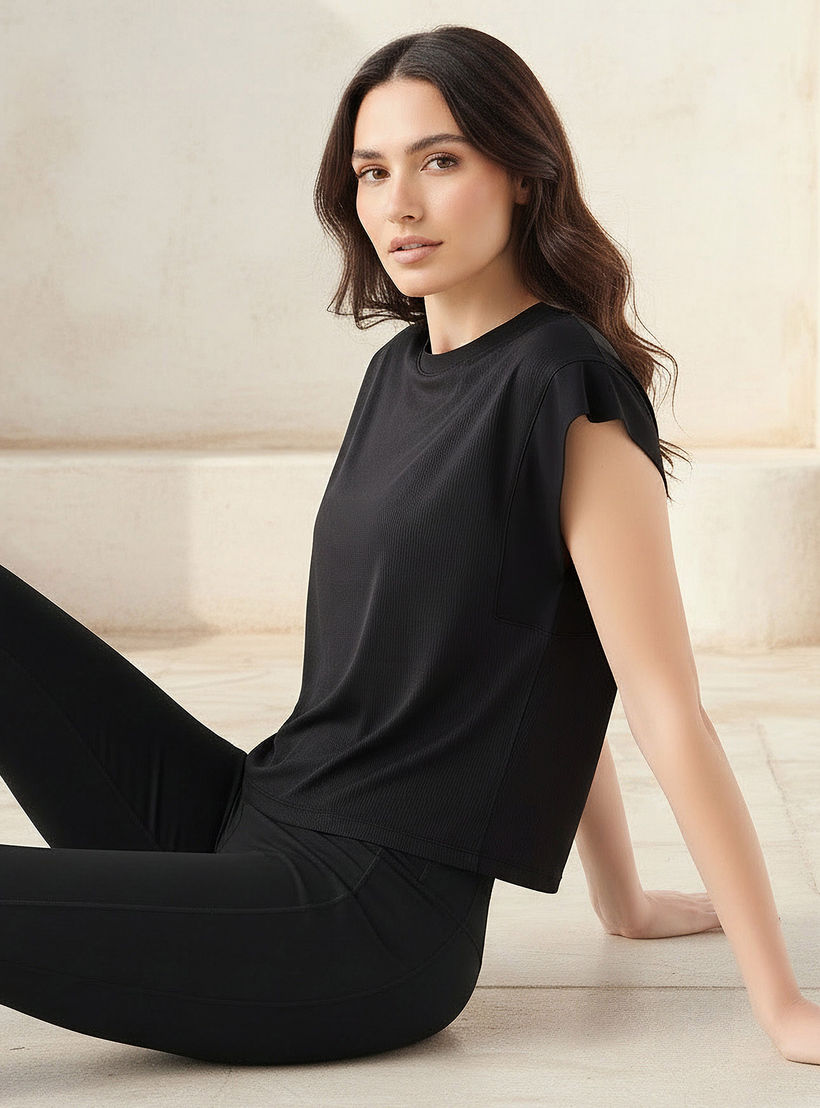 Women Ribbed 2 Way Stretch Boxy T-shirt-women-clothing-tshirts-image-1