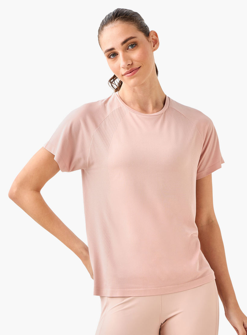 Women 4-Way Stretch Jacquard T-shirt-women-clothing-coordsets-image-2