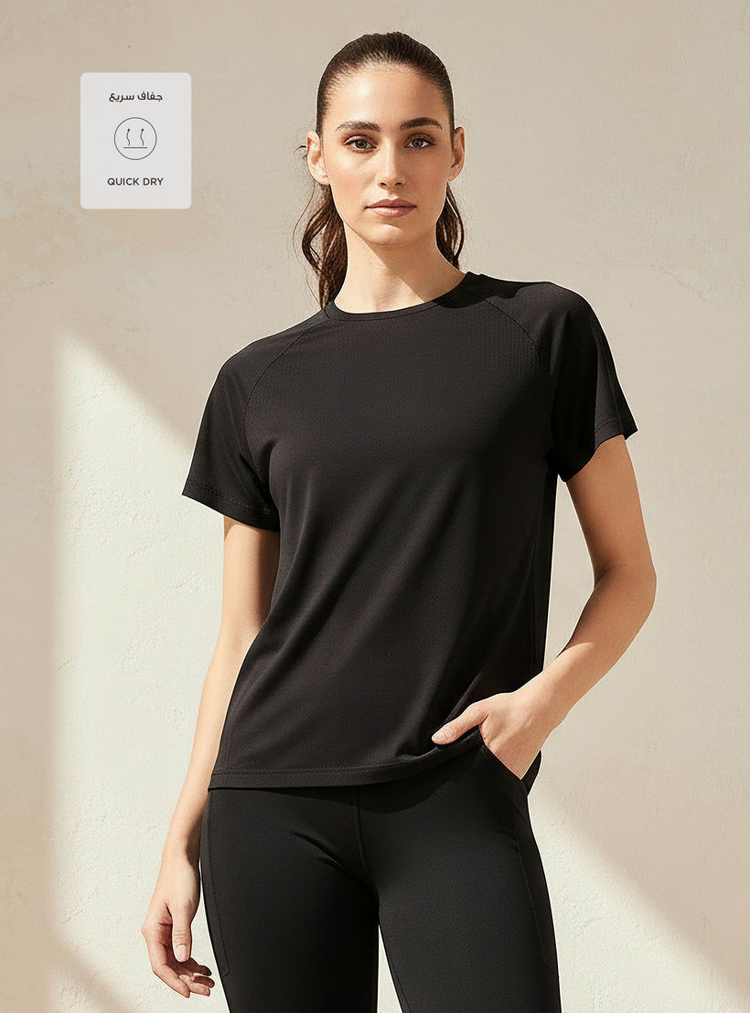 Women 4-Way Stretch Jacquard T-shirt-women-clothing-coordsets-image-4
