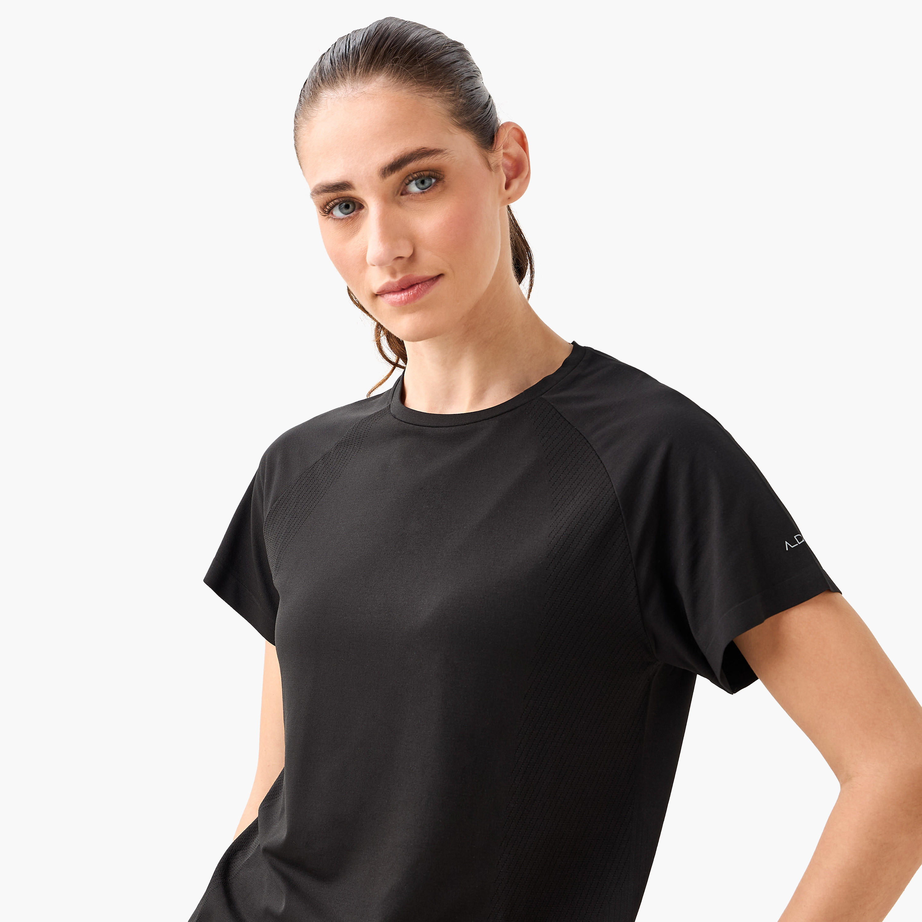 Women 4-Way Stretch Jacquard T-shirt-women-clothing-coordsets-image-6