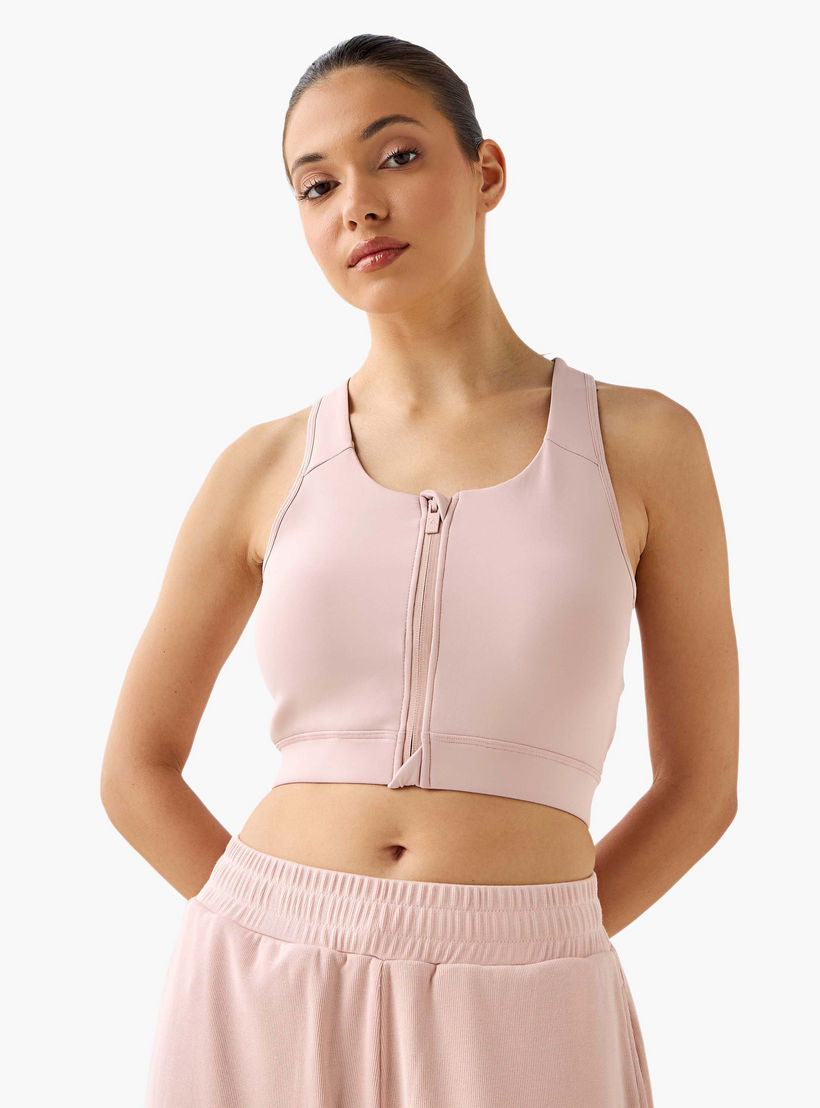 صدريّة رياضية مبطنة قابلة للتمدد في اتجاهين بسحّاب إغلاق-women-clothing-lingerie-bras-image-2