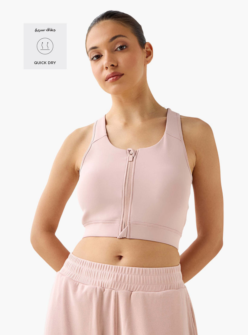 صدريّة رياضية مبطنة قابلة للتمدد في اتجاهين بسحّاب إغلاق-women-clothing-lingerie-bras-image-3