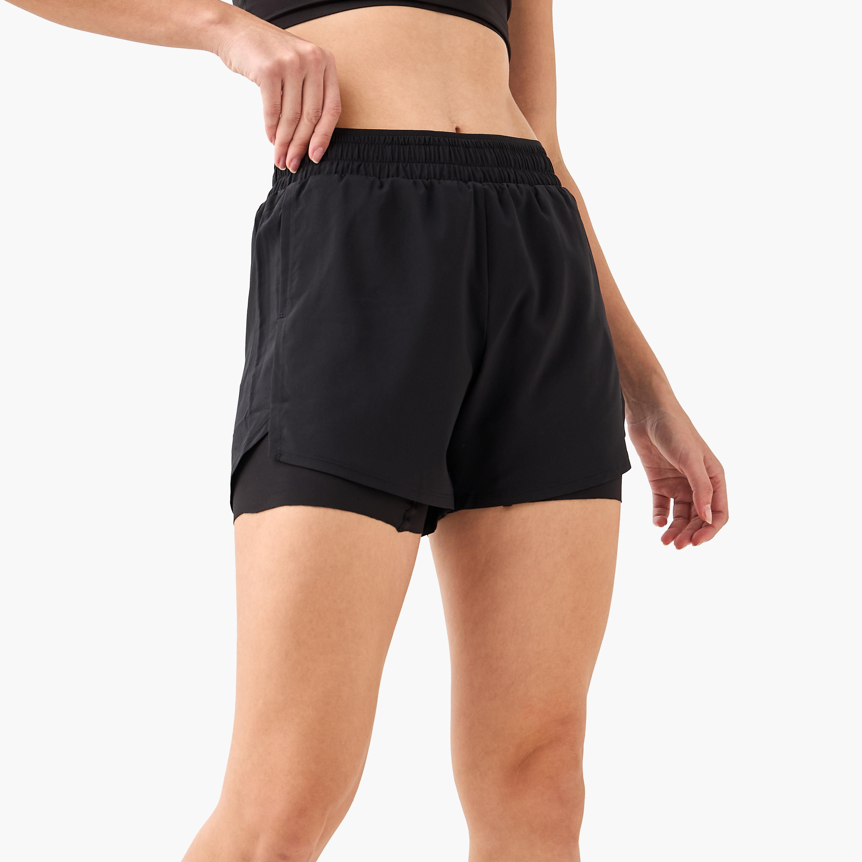 شورت جري بملمس ناعم مع بطانة داخلية للنساء-women-clothing-coordsets-image-2