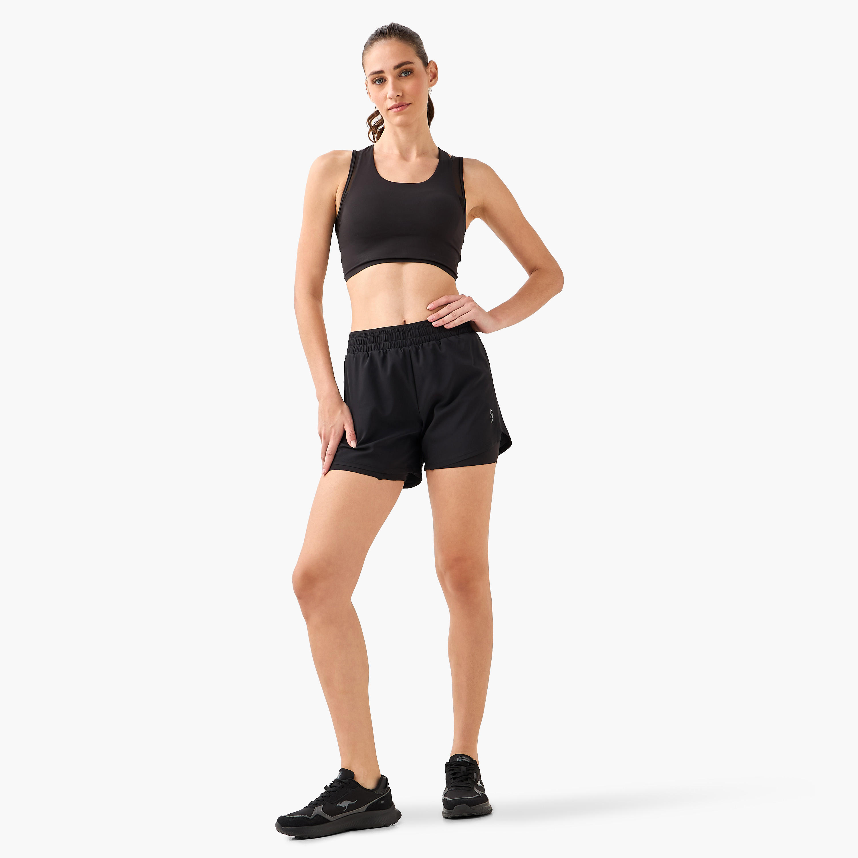 شورت جري بملمس ناعم مع بطانة داخلية للنساء-women-clothing-coordsets-image-3