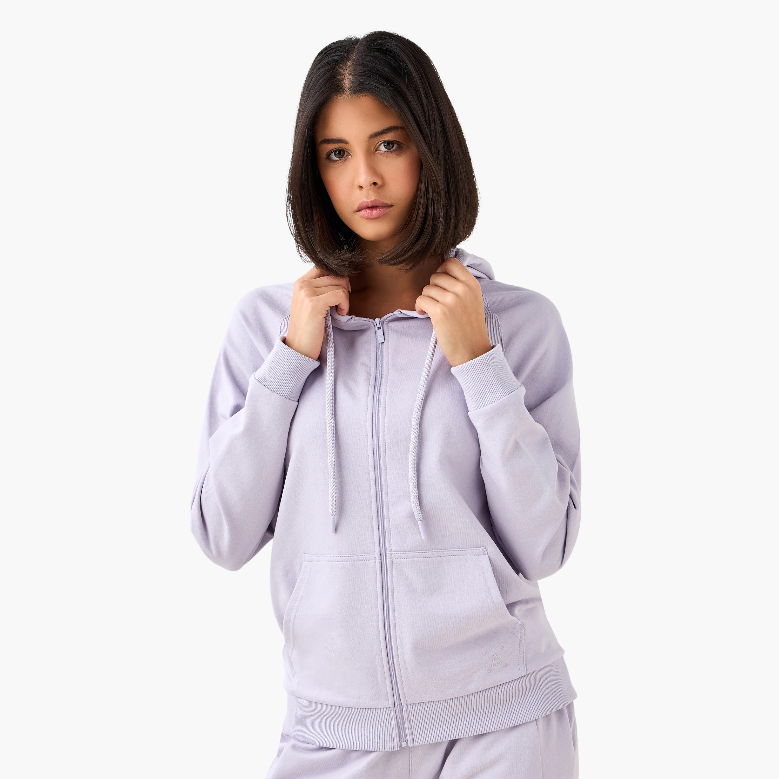 Women Kangaroo Pockets Hooded Jacket-women-clothing-coordsets-image-3