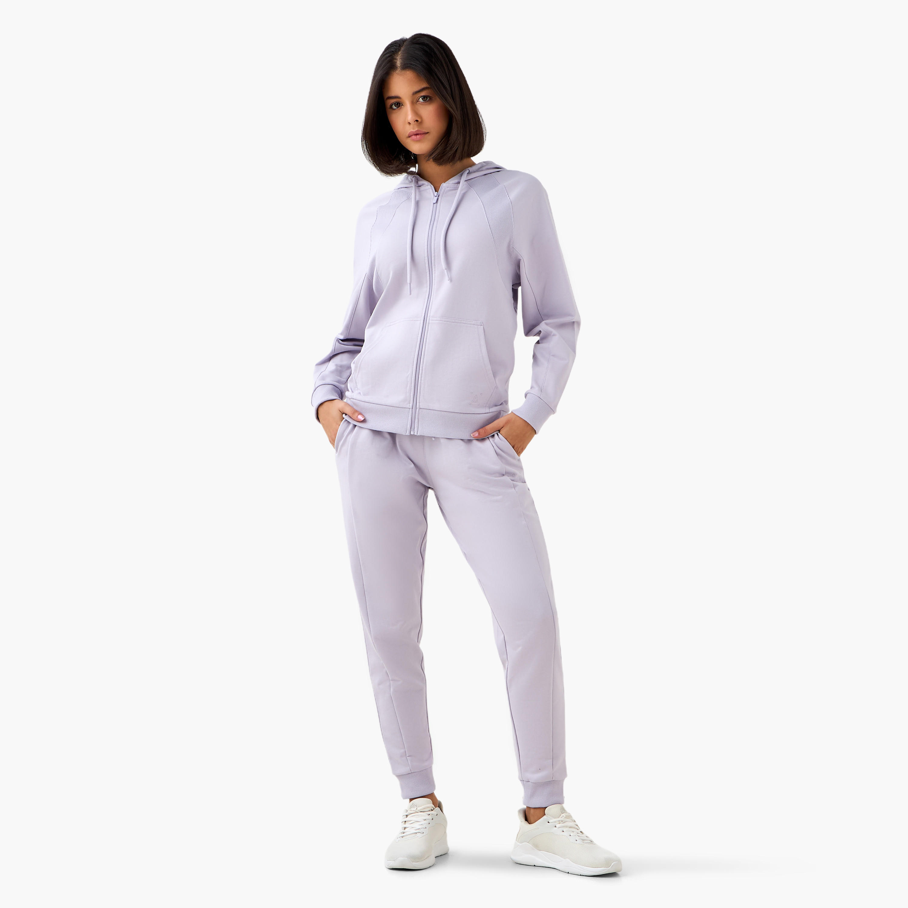 Women Kangaroo Pockets Hooded Jacket-women-clothing-coordsets-image-4