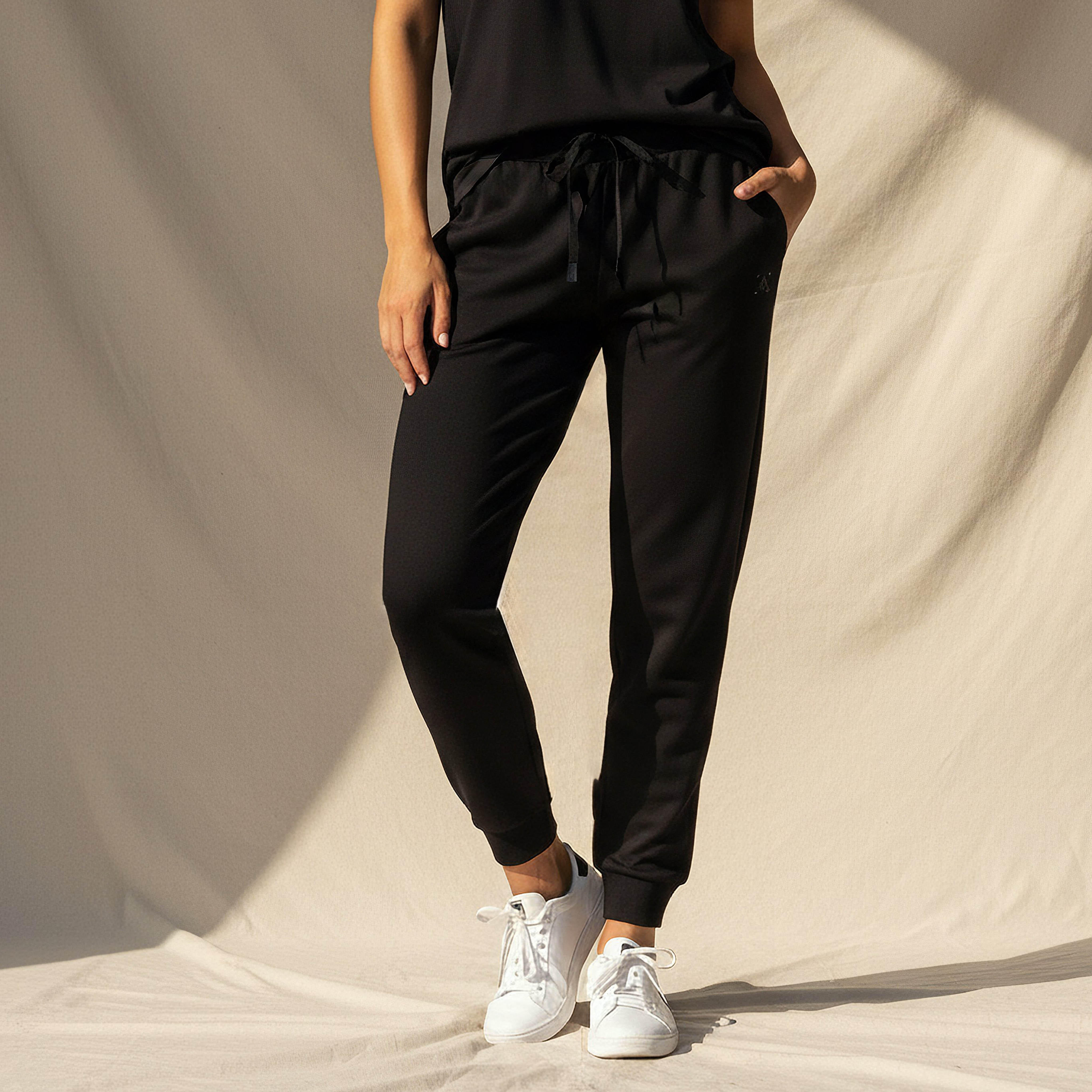 بنطلون رياضي ناعم بخصر رباط للنساء-women-clothing-bottoms-joggers-image-1