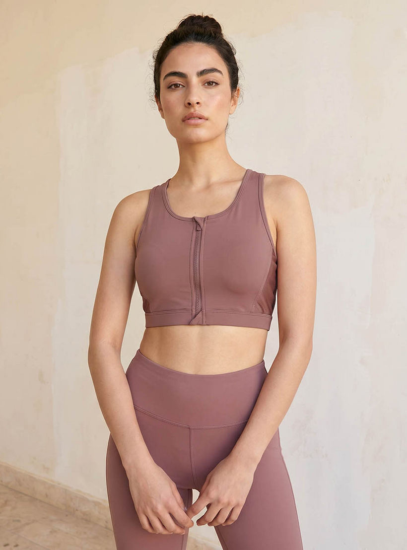صدريّة رياضية مبطنة قابلة للتمدد في اتجاهين بسحّاب إغلاق-women-clothing-lingerie-bras-image-1
