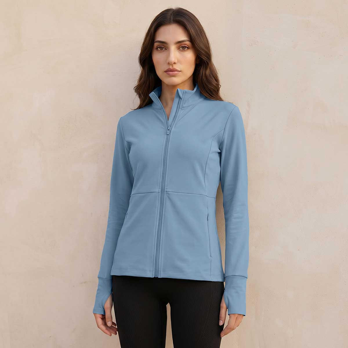 جاكيت بسحاب كامل وأكمام بفتحة إبهام-women-clothing-sportswearandactivewear-coatsandjackets-jackets-image-1