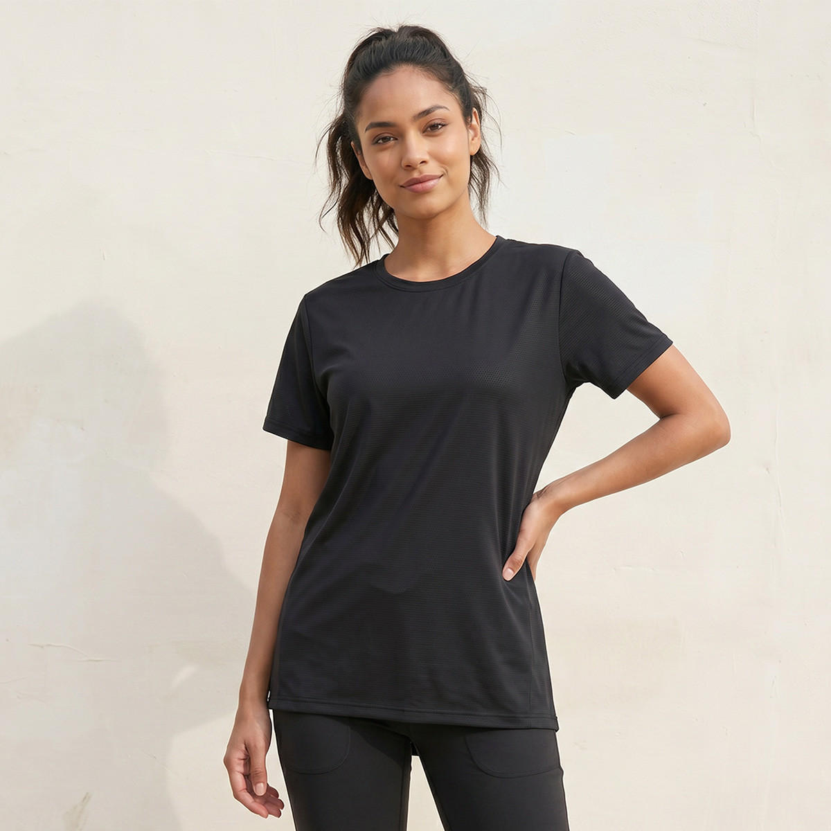 Soft Touch Textured T-shirt-sports-women-clothing-tshirtsandvests-image-1