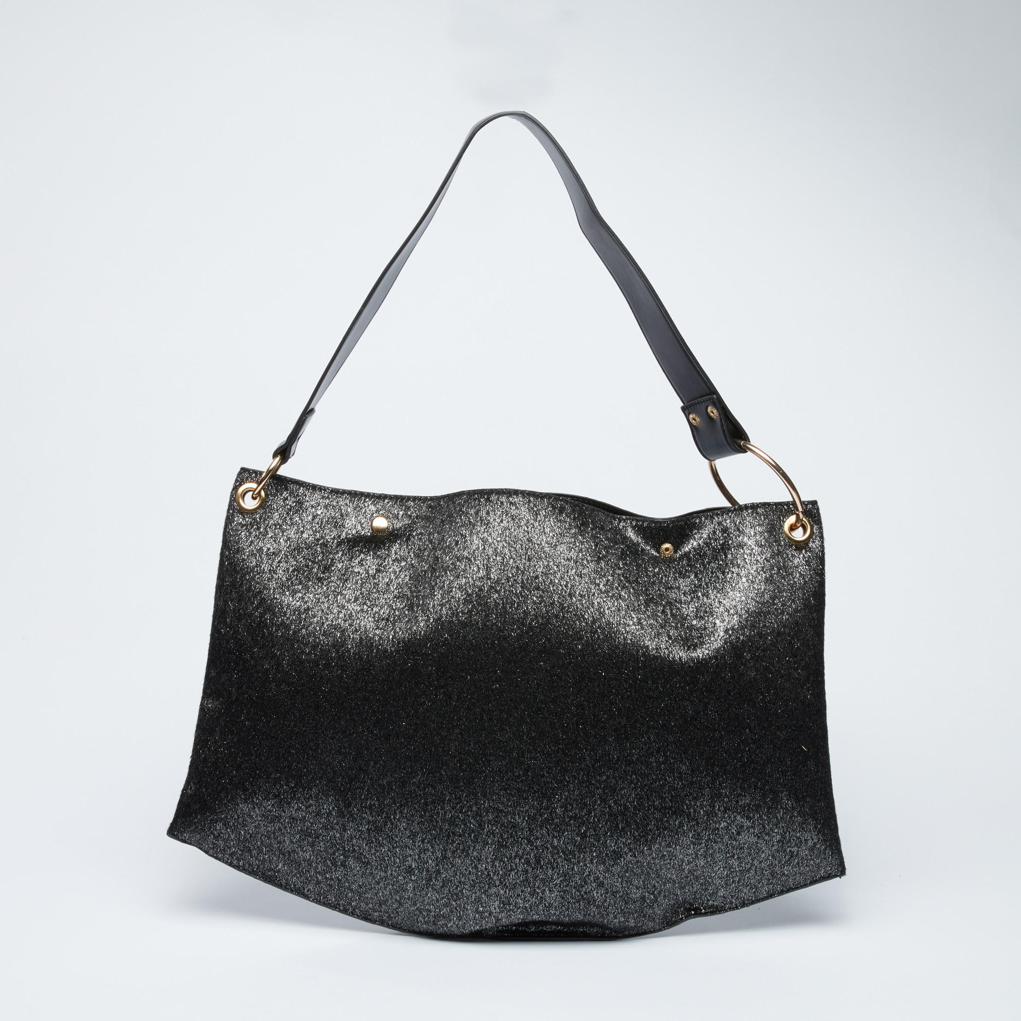 Textured Handbag with Drawstring Closure and Metallic Loop-women-bagsandwallets-handbags-image-1
