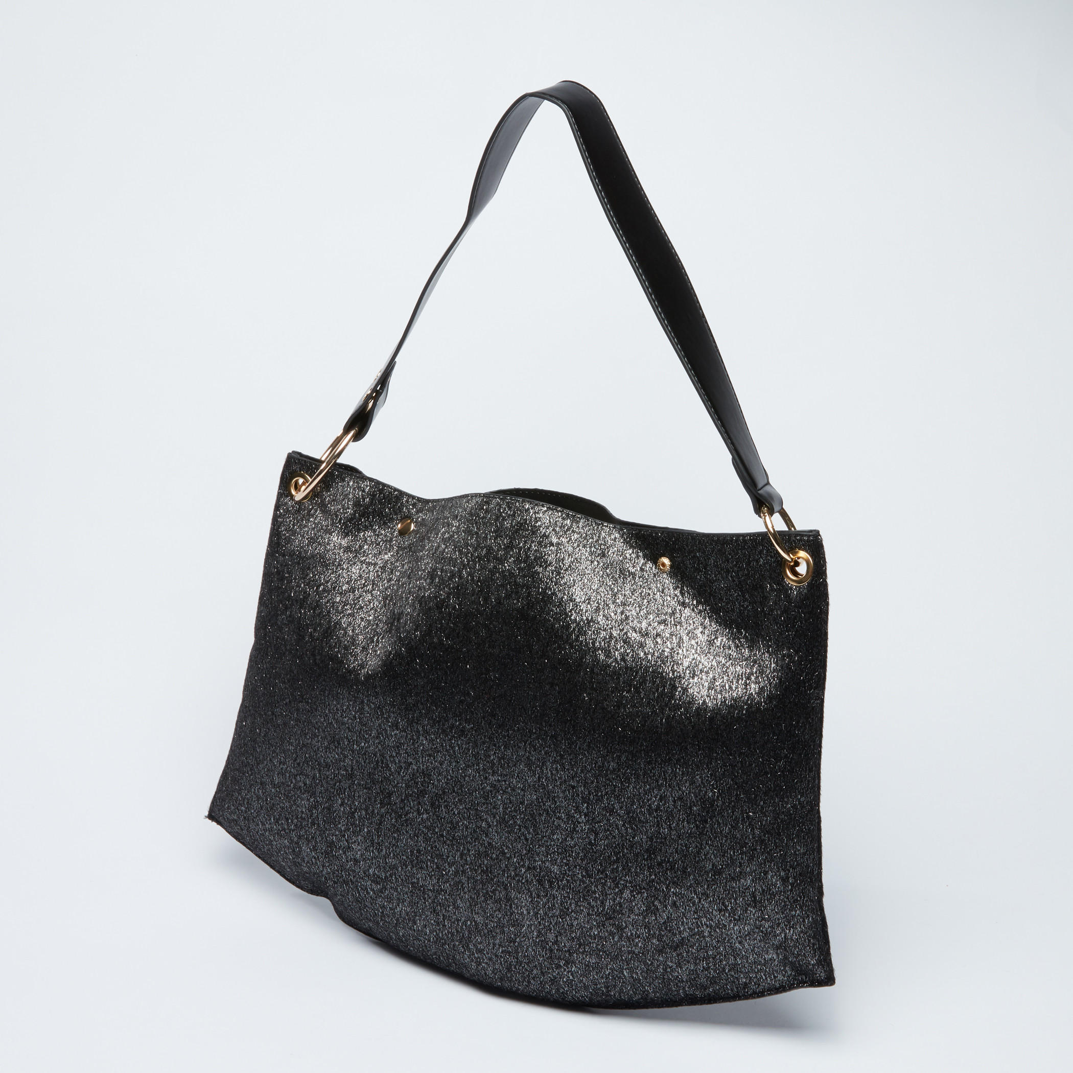 Textured Handbag with Drawstring Closure and Metallic Loop-women-bagsandwallets-handbags-image-3