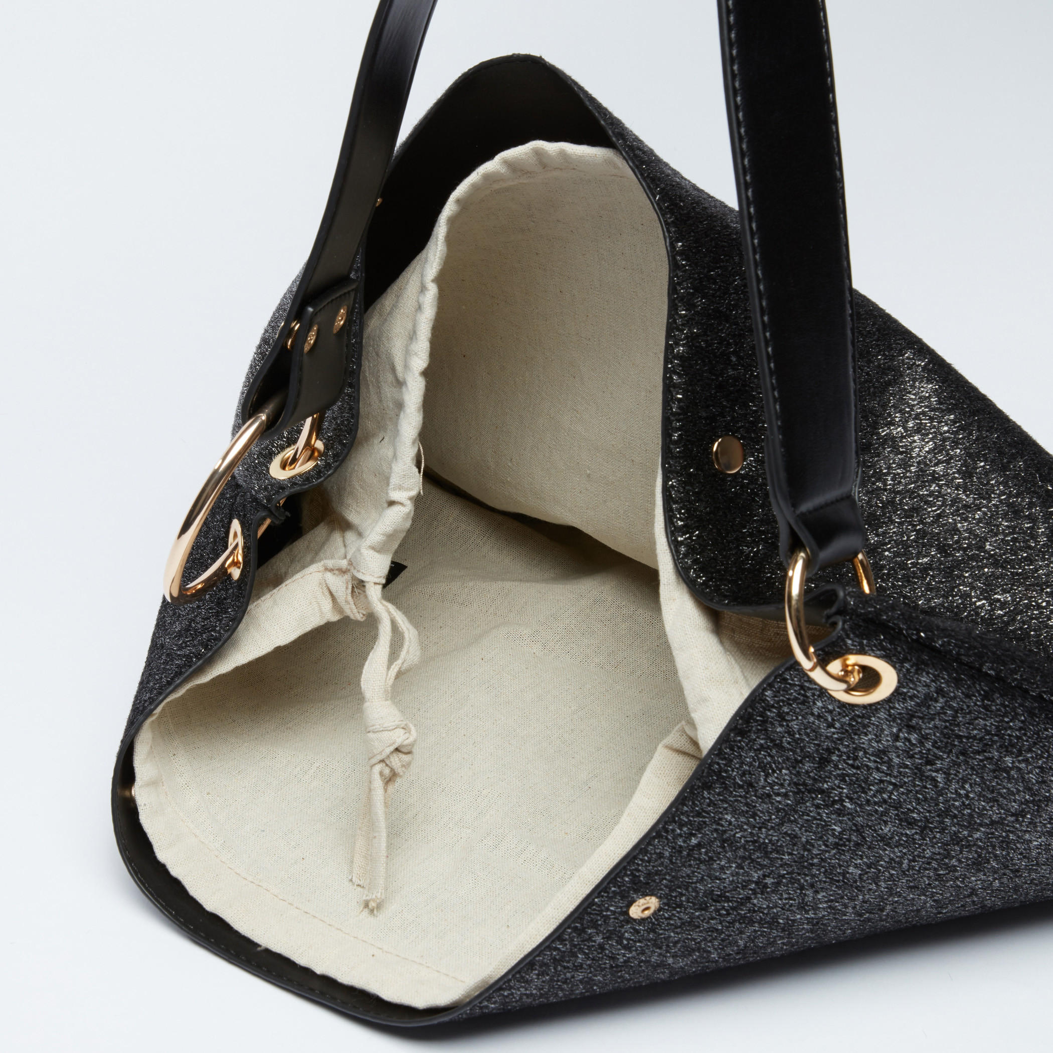 Textured Handbag with Drawstring Closure and Metallic Loop-women-bagsandwallets-handbags-image-4