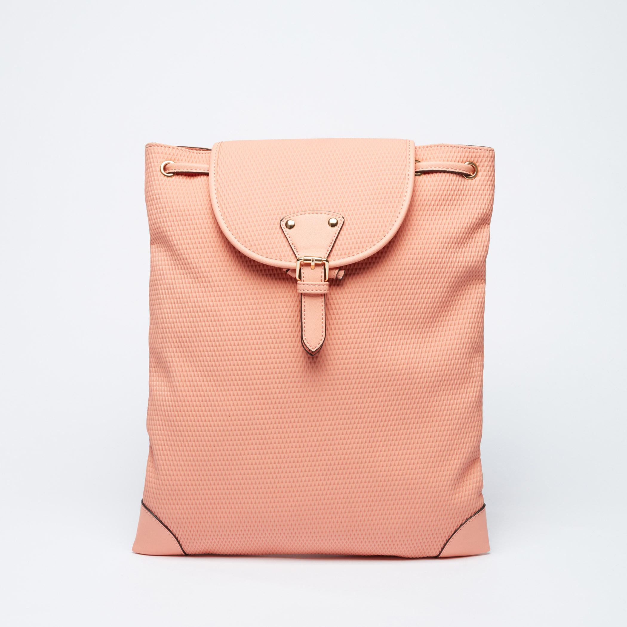 حقيبة ظهر بارزة الملمس برباط إغلاق وحمّالات قابلة للتعديل-women-bagsandwallets-handbags-image-4