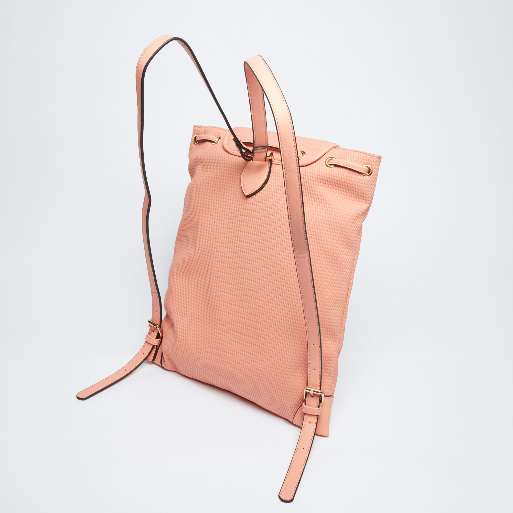 حقيبة ظهر بارزة الملمس برباط إغلاق وحمّالات قابلة للتعديل-women-bagsandwallets-handbags-image-2