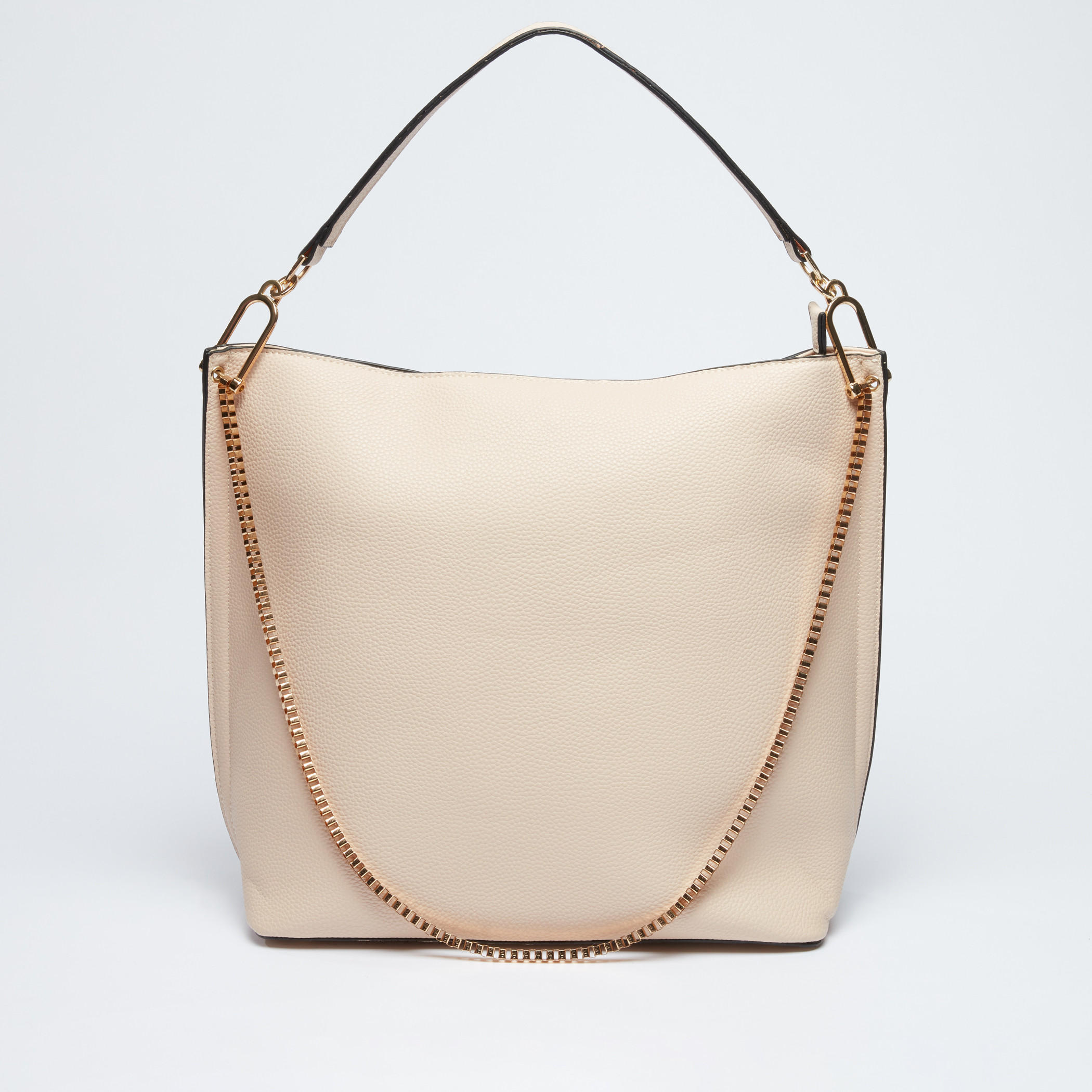 حقيبة يد بارزة الملمس بسحّاب إغلاق وحزام سلسلة ميتاليك-women-bagsandwallets-handbags-image-1