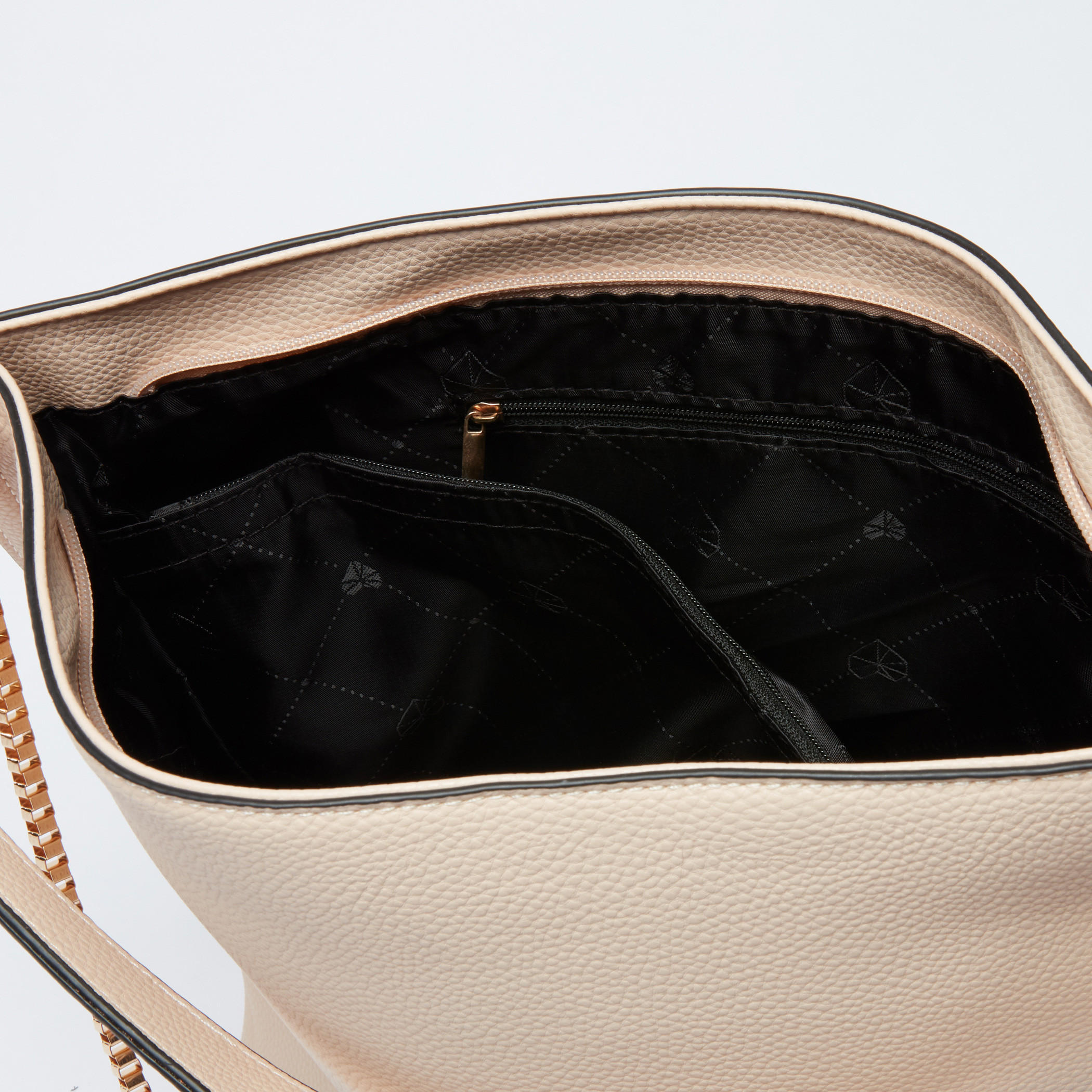 حقيبة يد بارزة الملمس بسحّاب إغلاق وحزام سلسلة ميتاليك-women-bagsandwallets-handbags-image-4