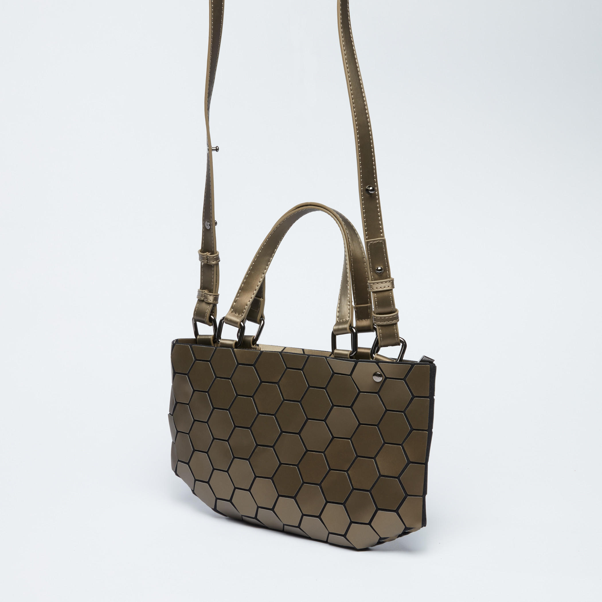 Textured Handbag with Zip Closure and Adjustable Strap-women-bagsandwallets-handbags-image-3