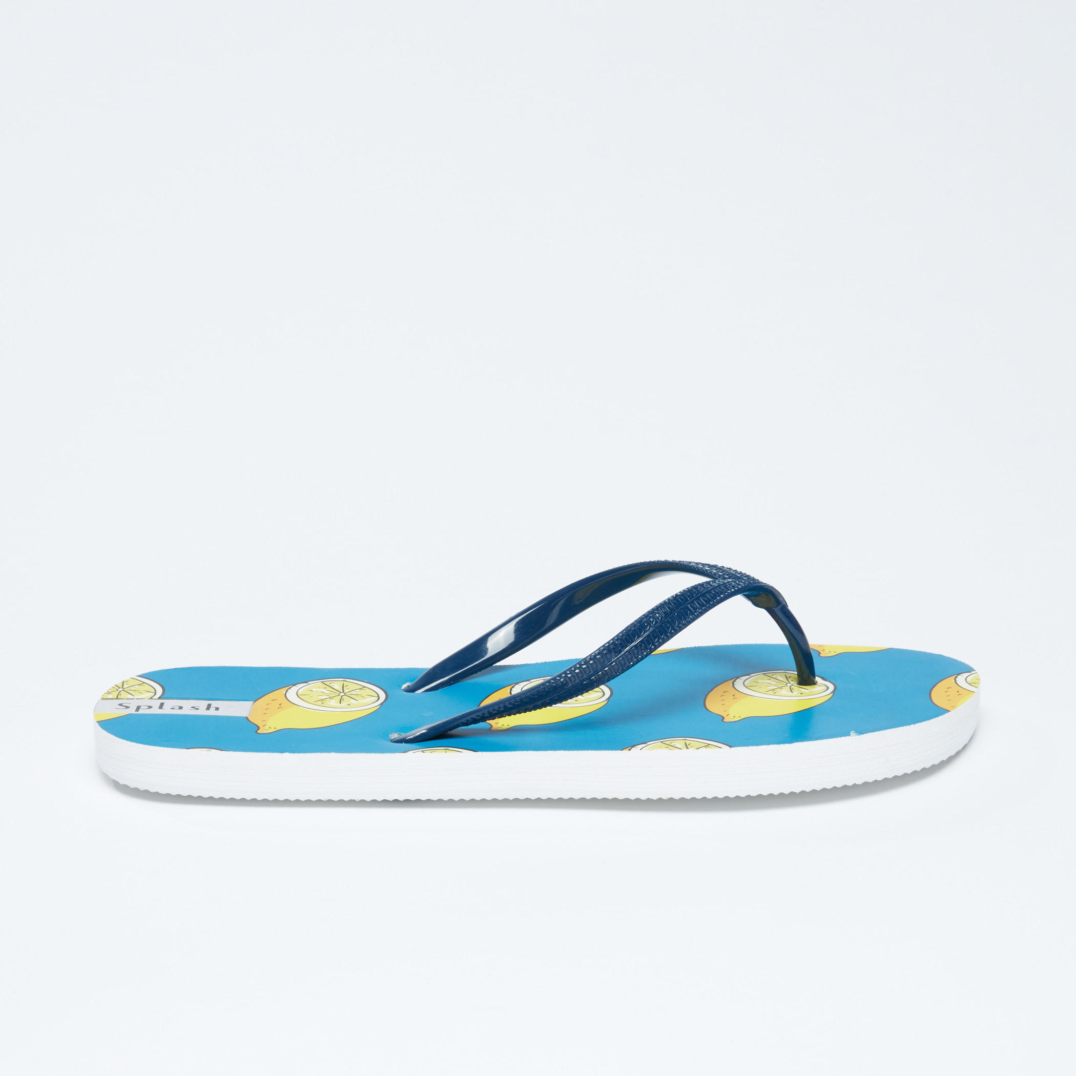 Lemon Printed Flip Flops with Textured Straps-women-shoes-flipflopsandslides-image-1