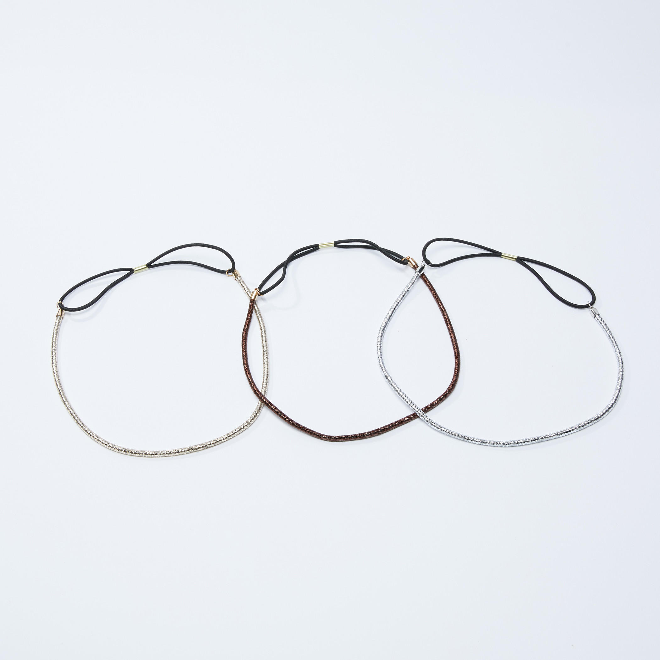 Metallic Detail Hair Bands - Set of 3-women-hairaccessories-image-1