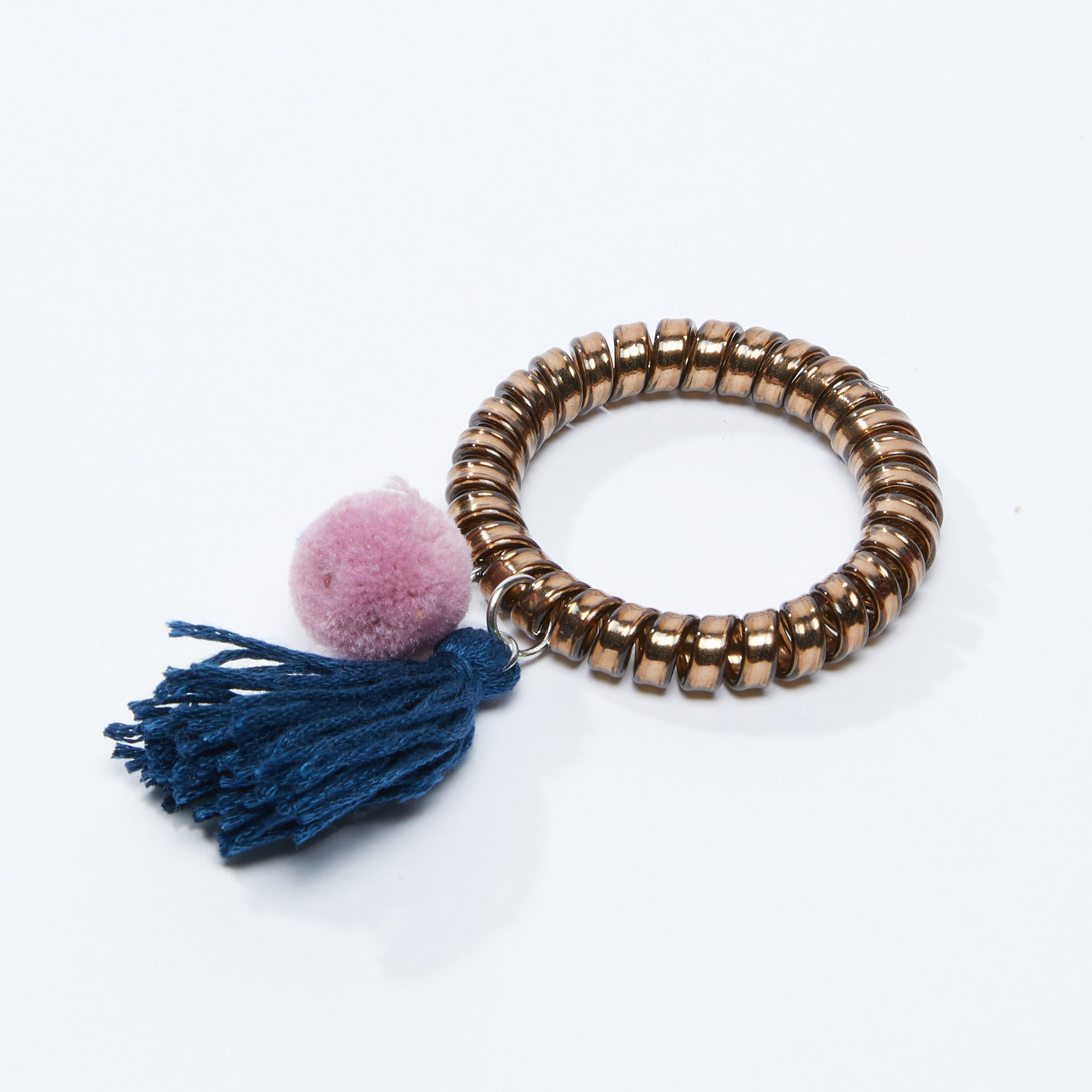 ربطة شعر بتفاصيل ميتاليك بشُرّابات وكرات بوم بوم-women-hairaccessories-image-1