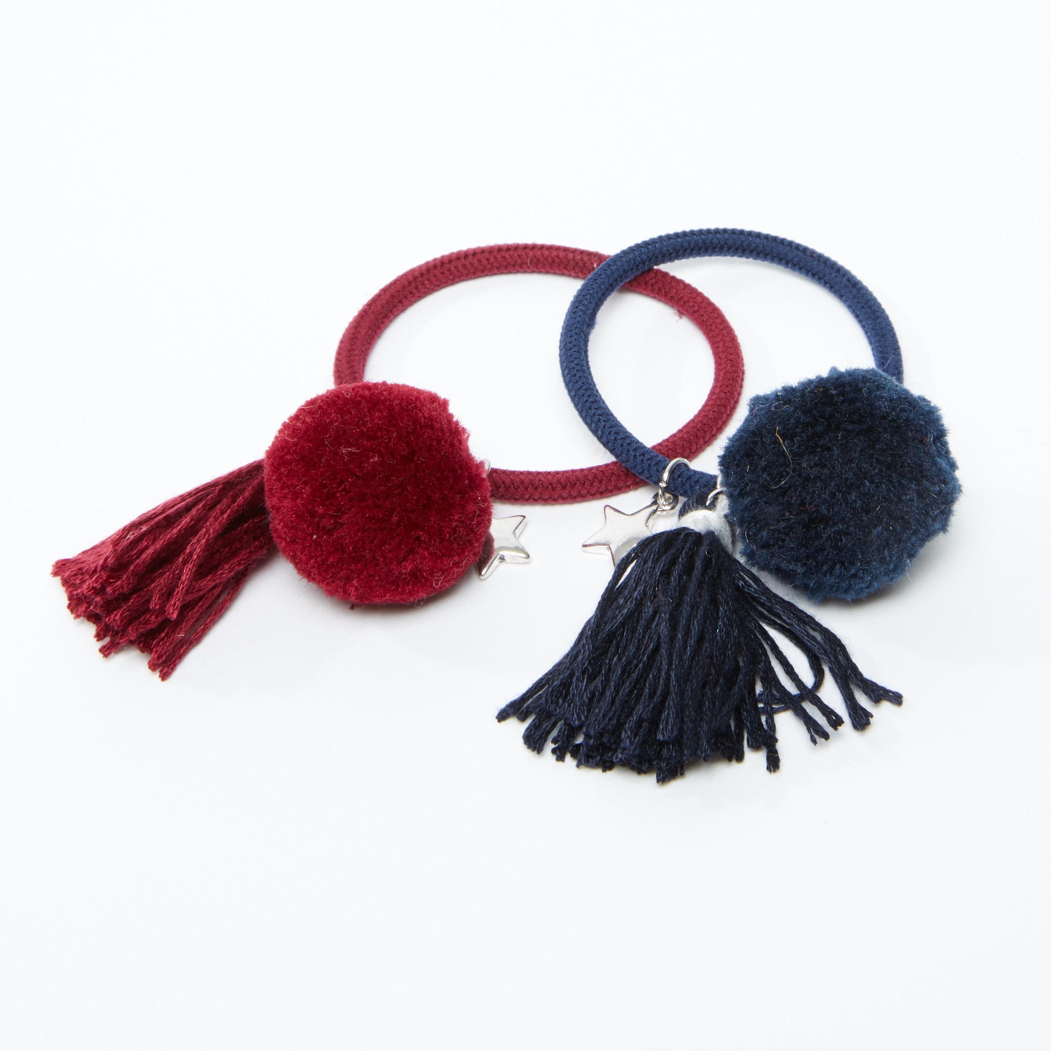 ربطة شعر بشرّابات وكرات بوم بوم - طقم من قطعتين-women-hairaccessories-image-1