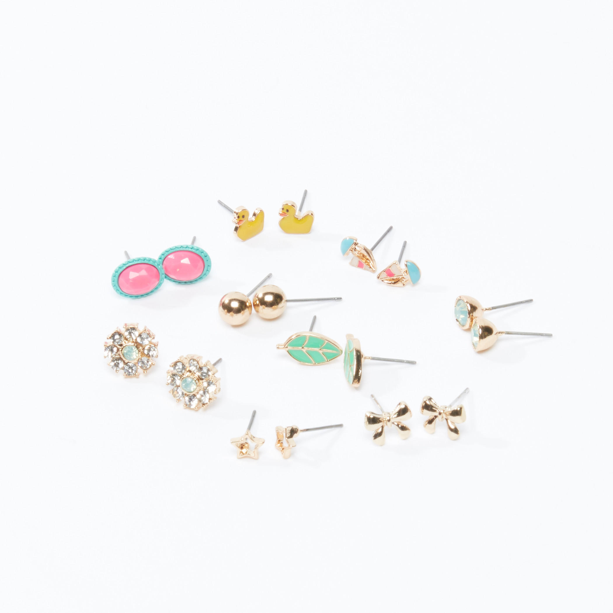 طقم أقراط متنوعة بمكبس إغلاق 9 قطع-women-watchesandjewellery-jewellery-earrings-image-3