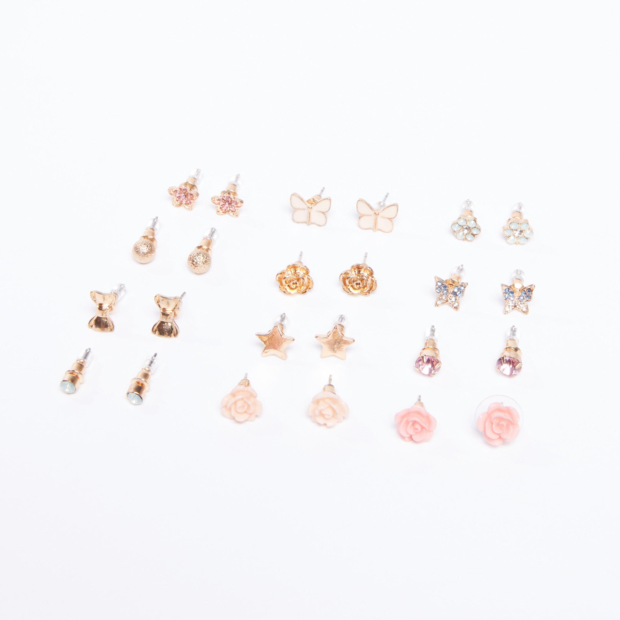 طقم أقراط متنوعة بمكبس إغلاق 12 قطع-women-watchesandjewellery-jewellery-earrings-image-1