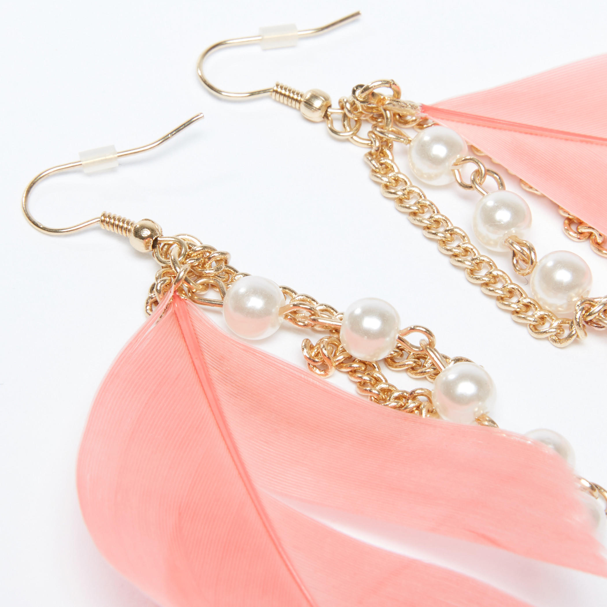 أقراط بإغلاق مكبس وتفاصيل لؤلؤ وريش-women-watchesandjewellery-jewellery-earrings-image-2