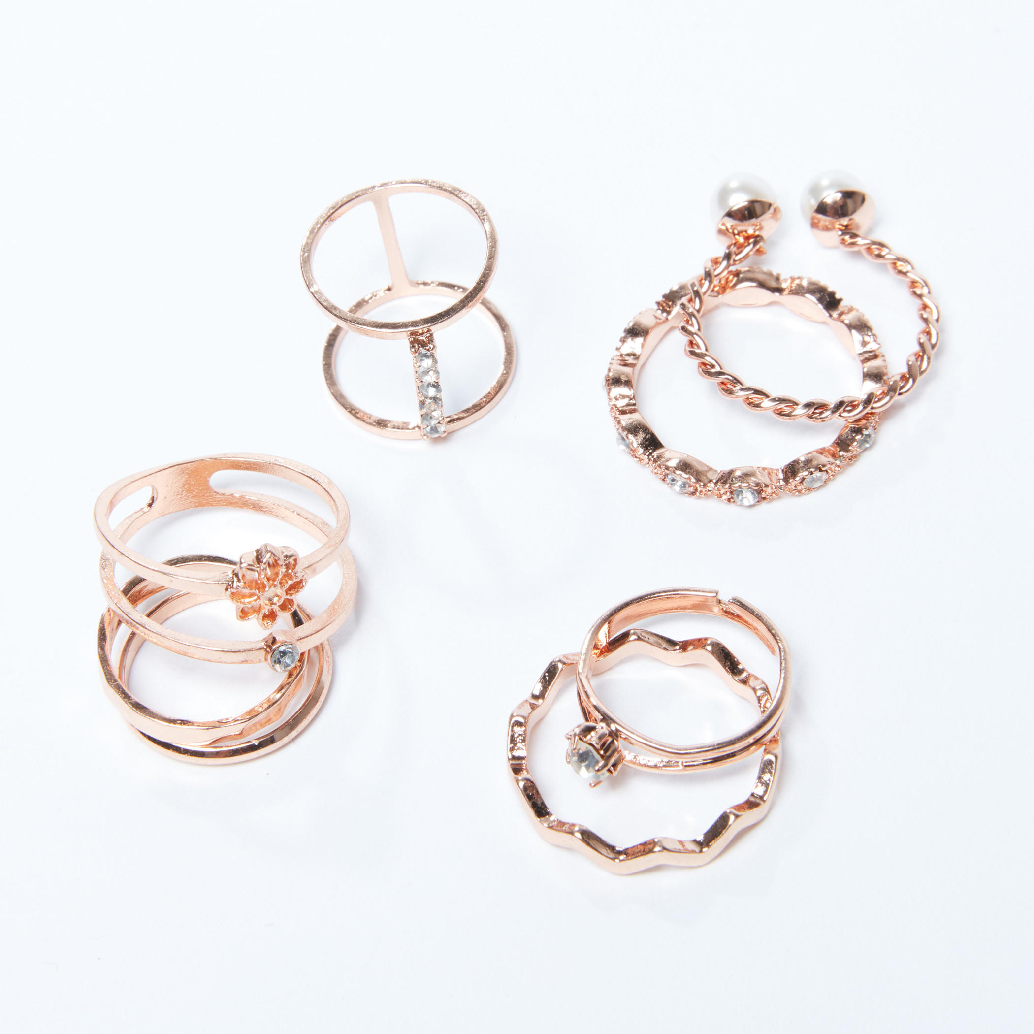 خواتم مزيّنة متنوّعة - طقم من 8 قطع-women-watchesandjewellery-jewellery-rings-image-1