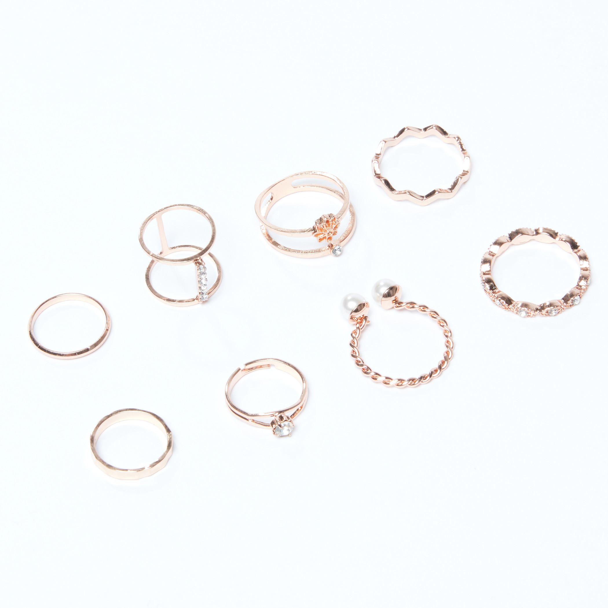 خواتم مزيّنة متنوّعة - طقم من 8 قطع-women-watchesandjewellery-jewellery-rings-image-2