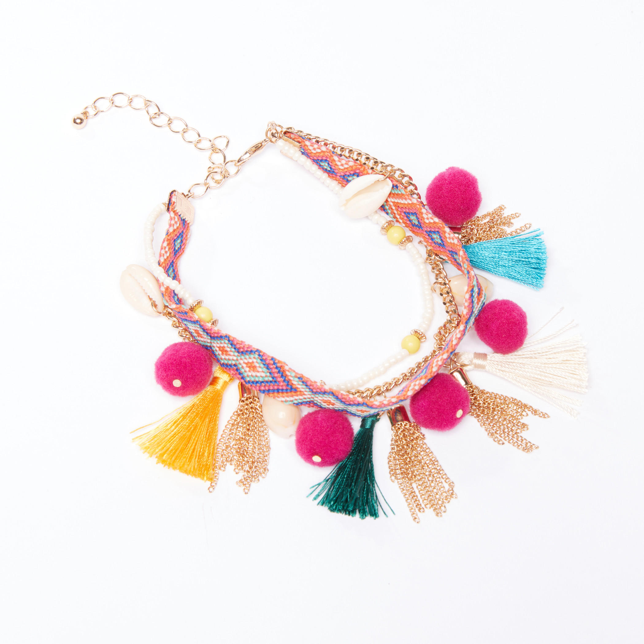 اسوارة مزينة بتفاصيل بوم بوم ومشبك إغلاق-women-watchesandjewellery-jewellery-banglesandbracelets-image-1