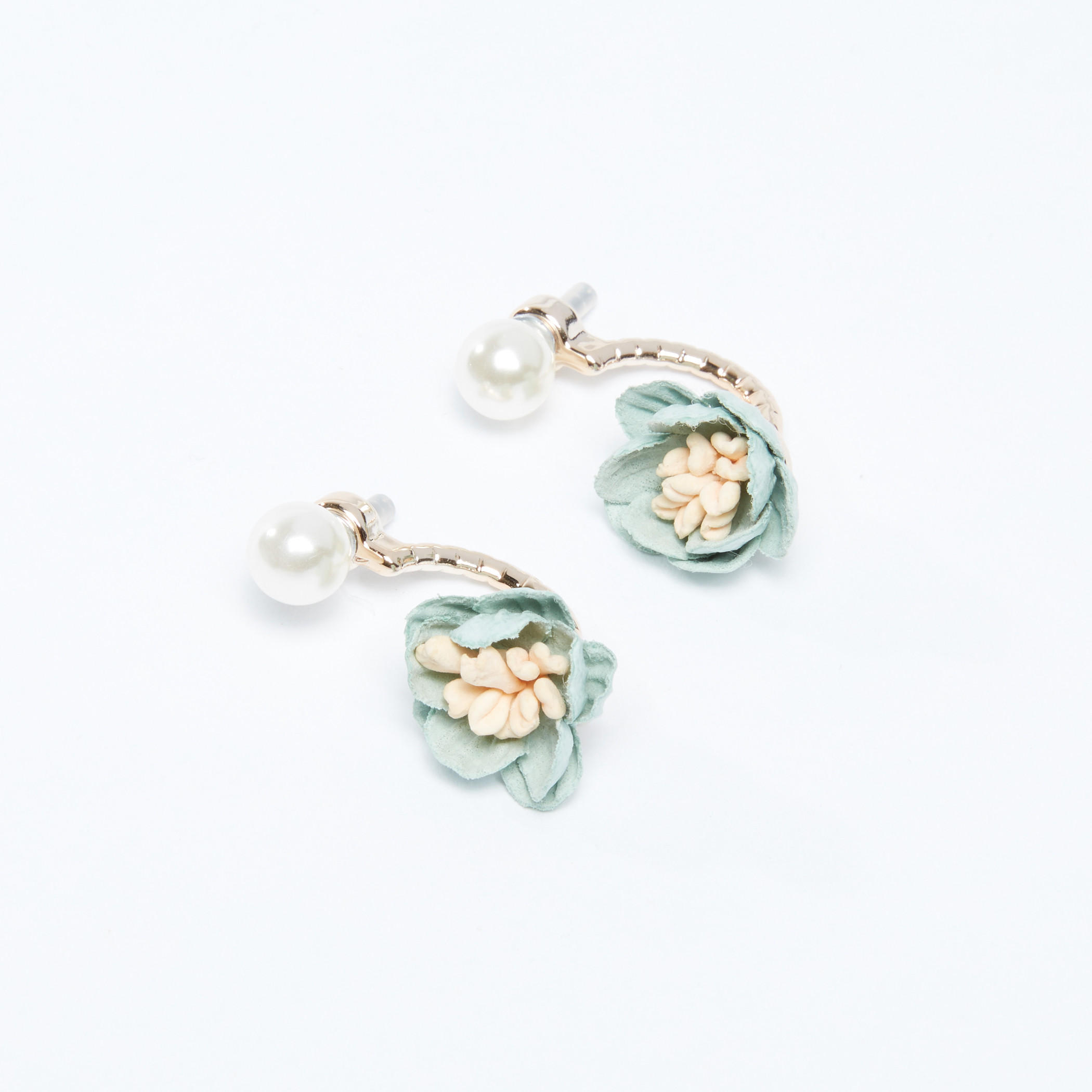 Floral Pearl Detail Earrings with Push Back Closure-women-watchesandjewellery-jewellery-earrings-image-2