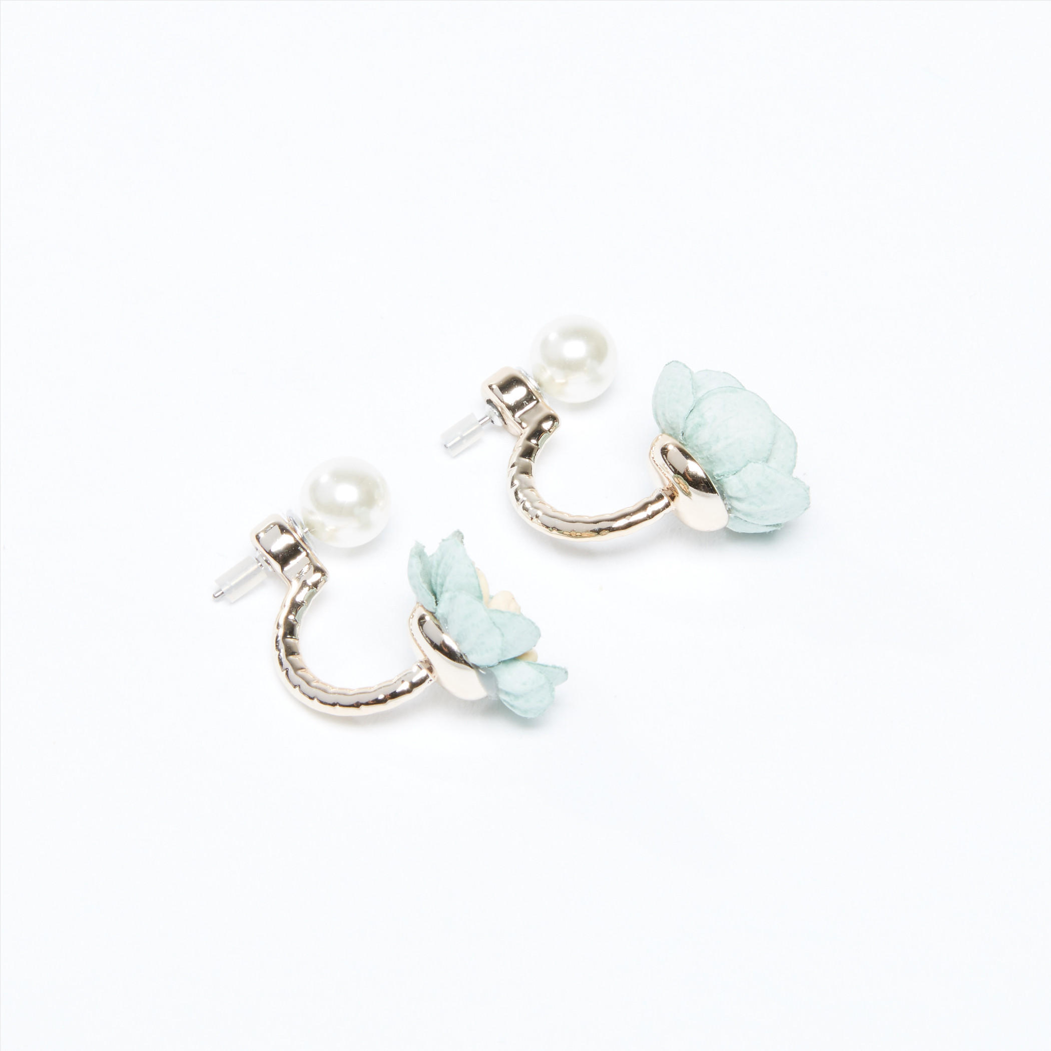 Floral Pearl Detail Earrings with Push Back Closure-women-watchesandjewellery-jewellery-earrings-image-3