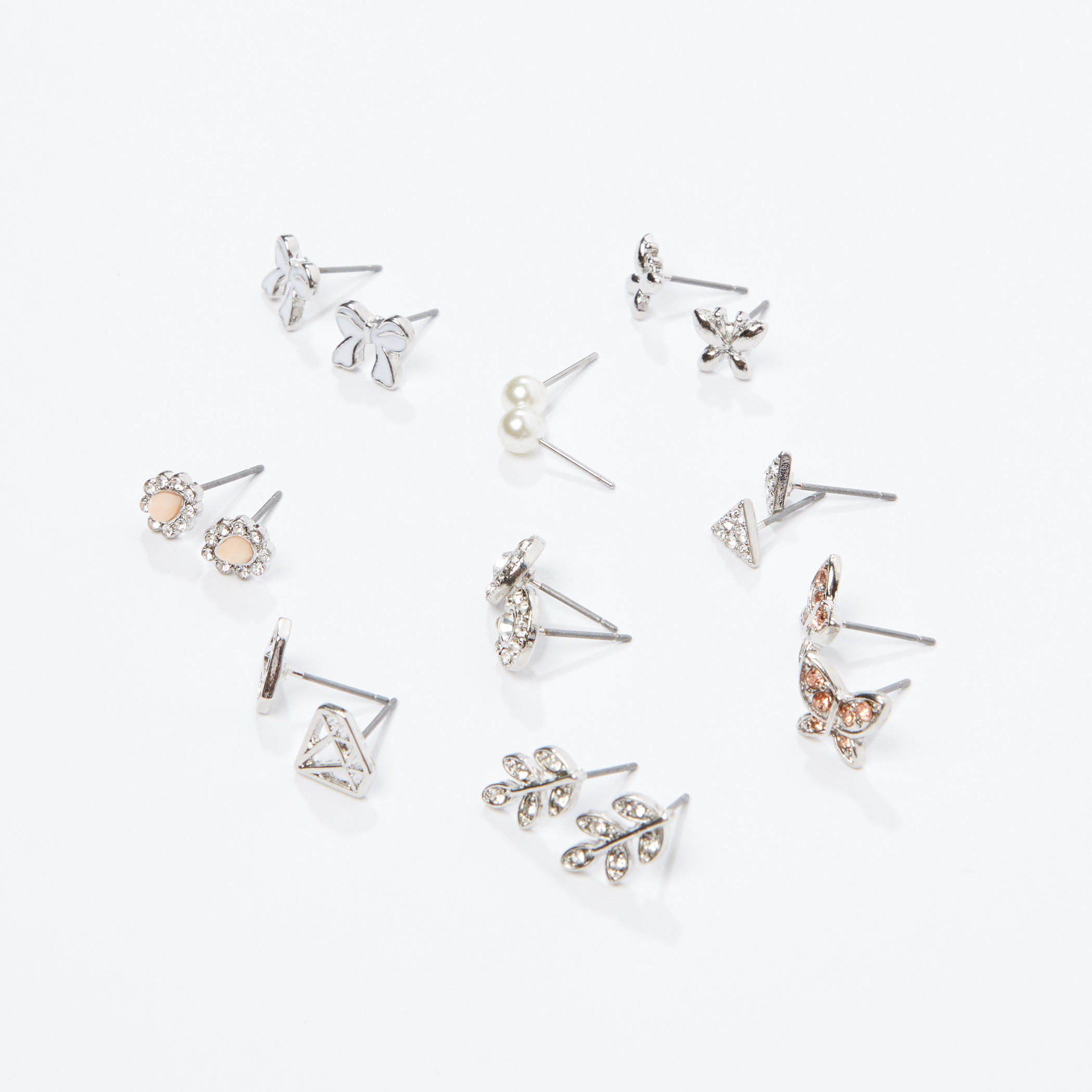 أقراط متنوعة بمكبس إغلاق - طقم من 9 قطع-women-watchesandjewellery-jewellery-earrings-image-3